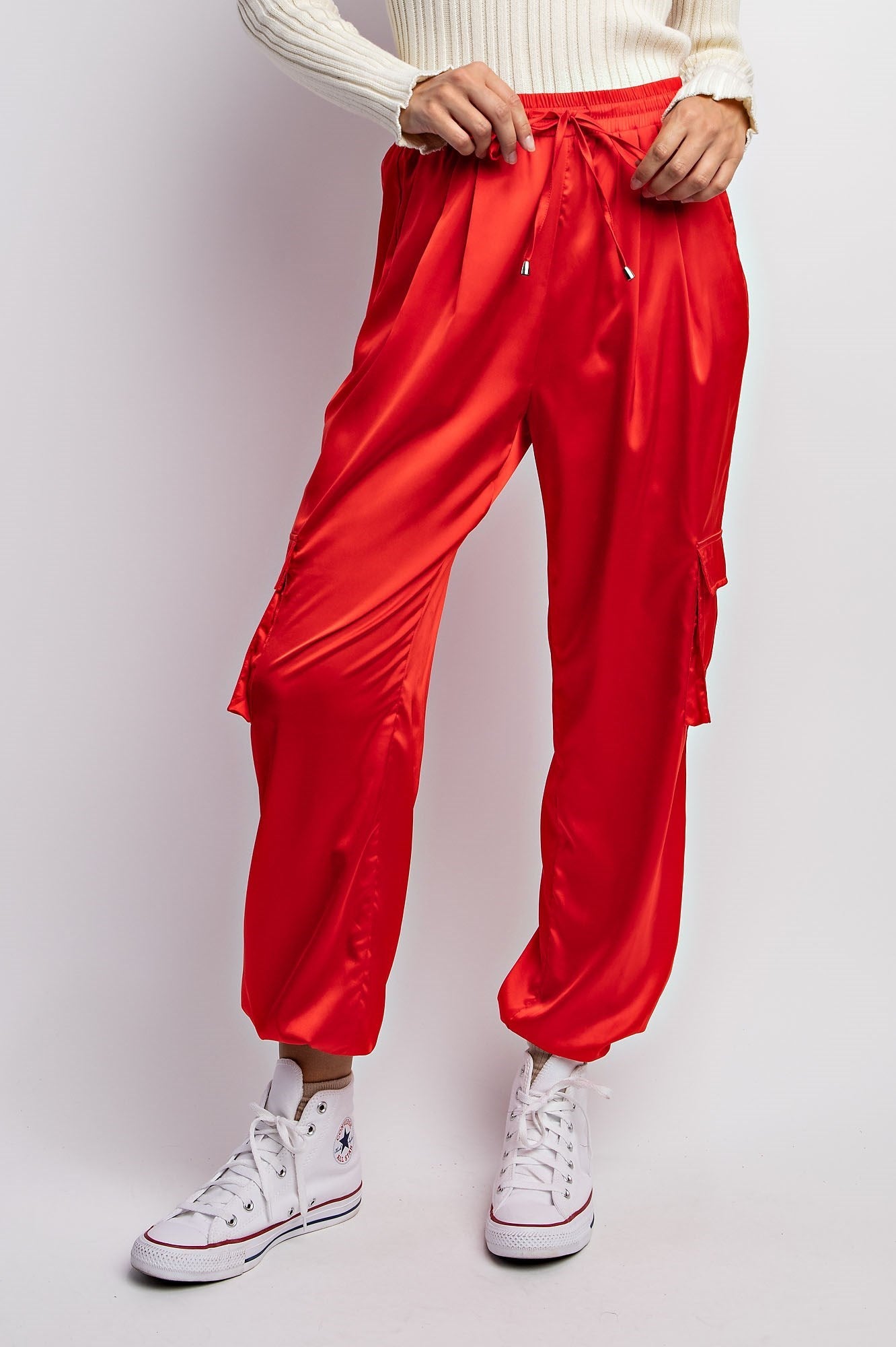 SATIN CARGO JOGGER PANTS