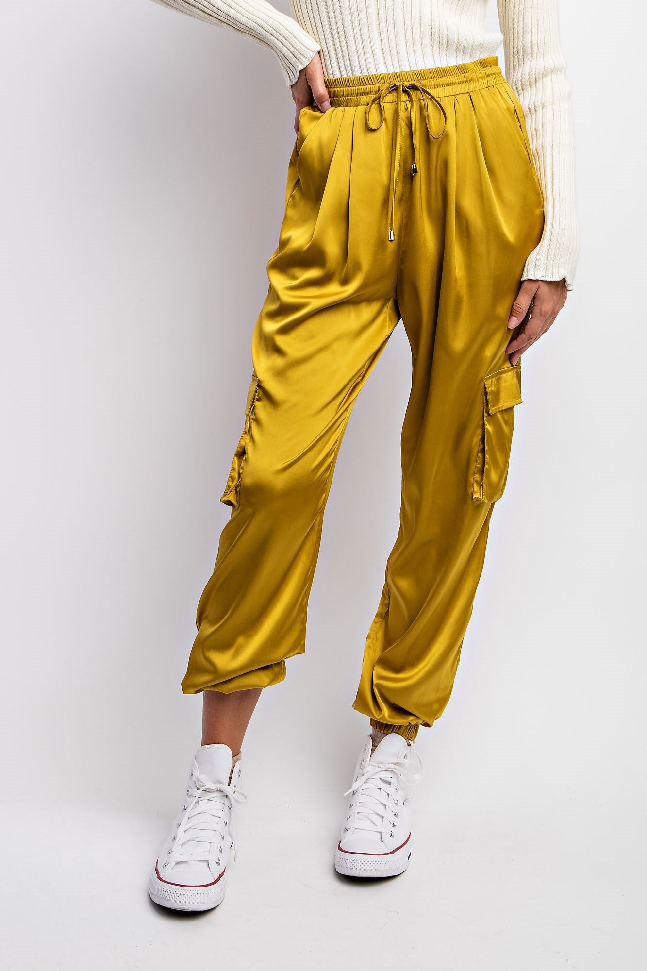 SATIN CARGO JOGGER PANTS