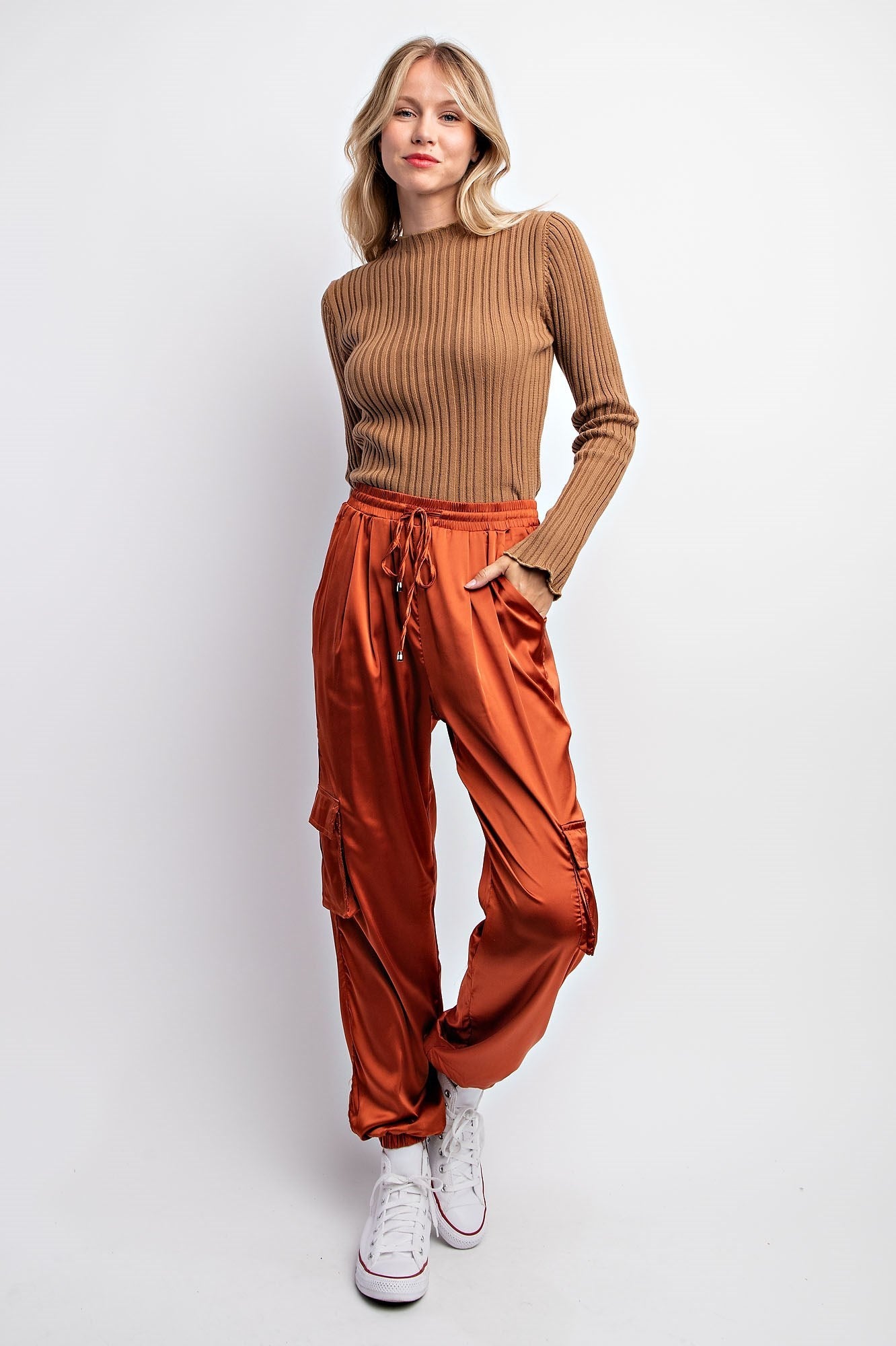 SATIN CARGO JOGGER PANTS