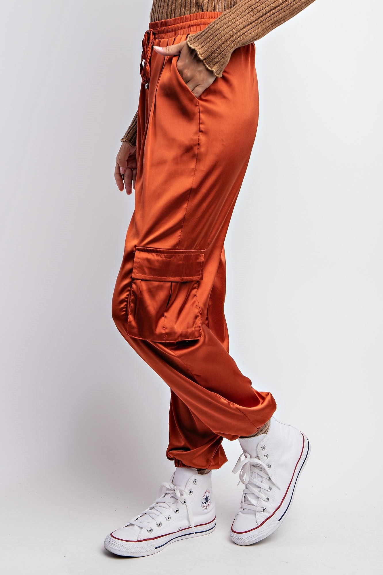 SATIN CARGO JOGGER PANTS