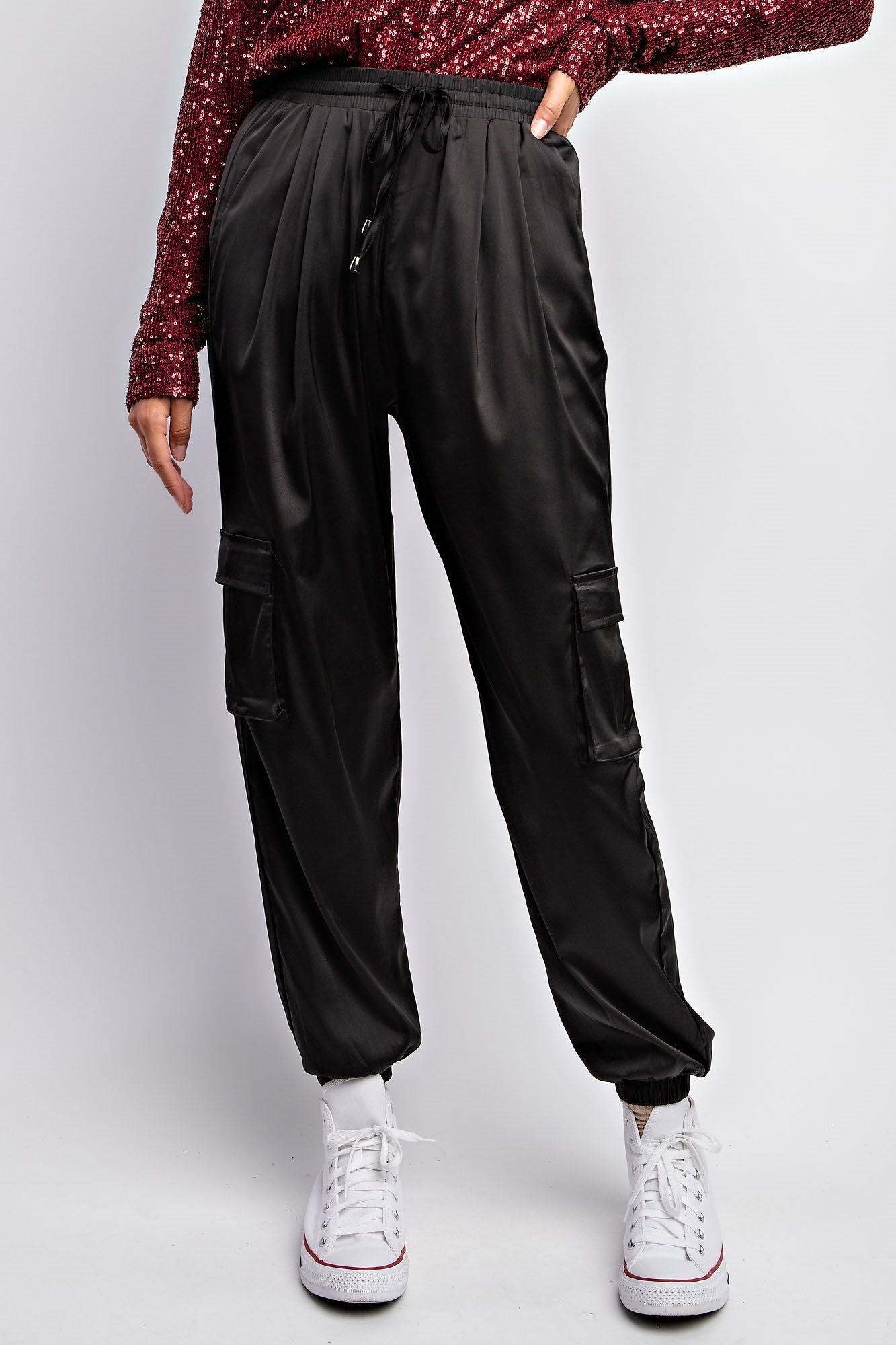 SATIN CARGO JOGGER PANTS