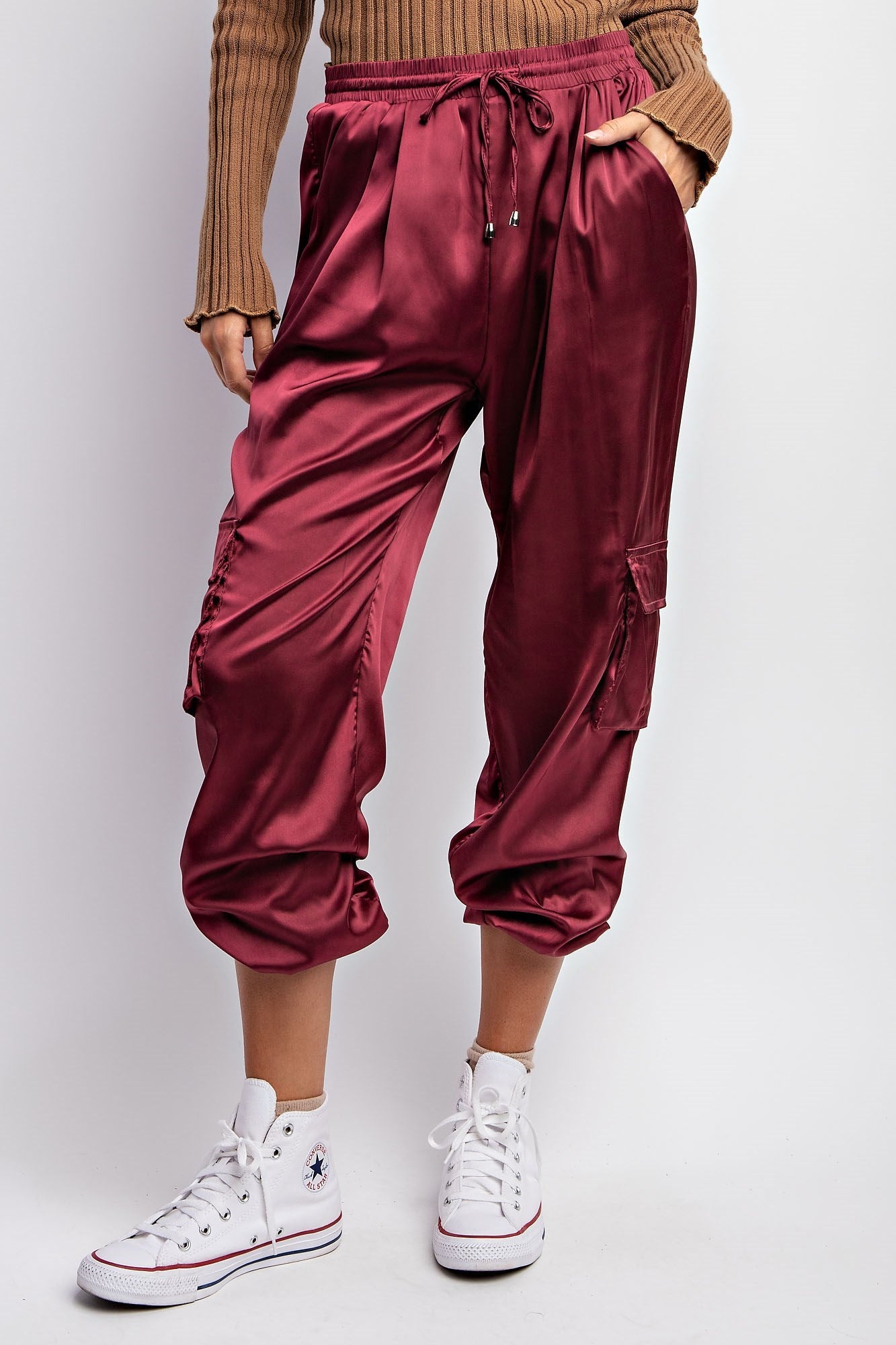 SATIN CARGO JOGGER PANTS