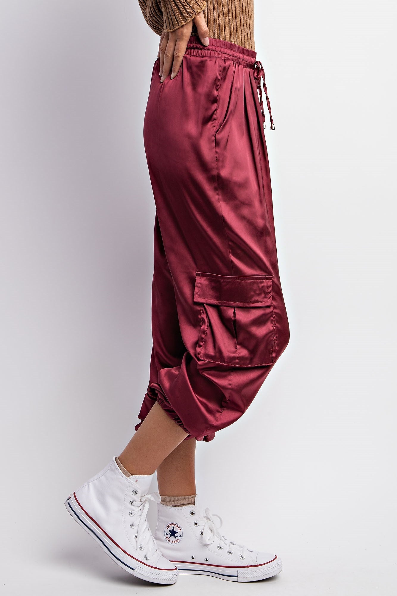 SATIN CARGO JOGGER PANTS