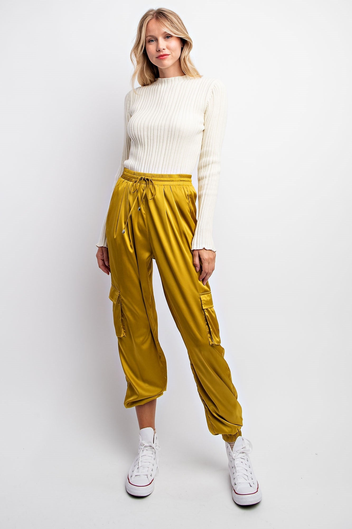 SATIN CARGO JOGGER PANTS