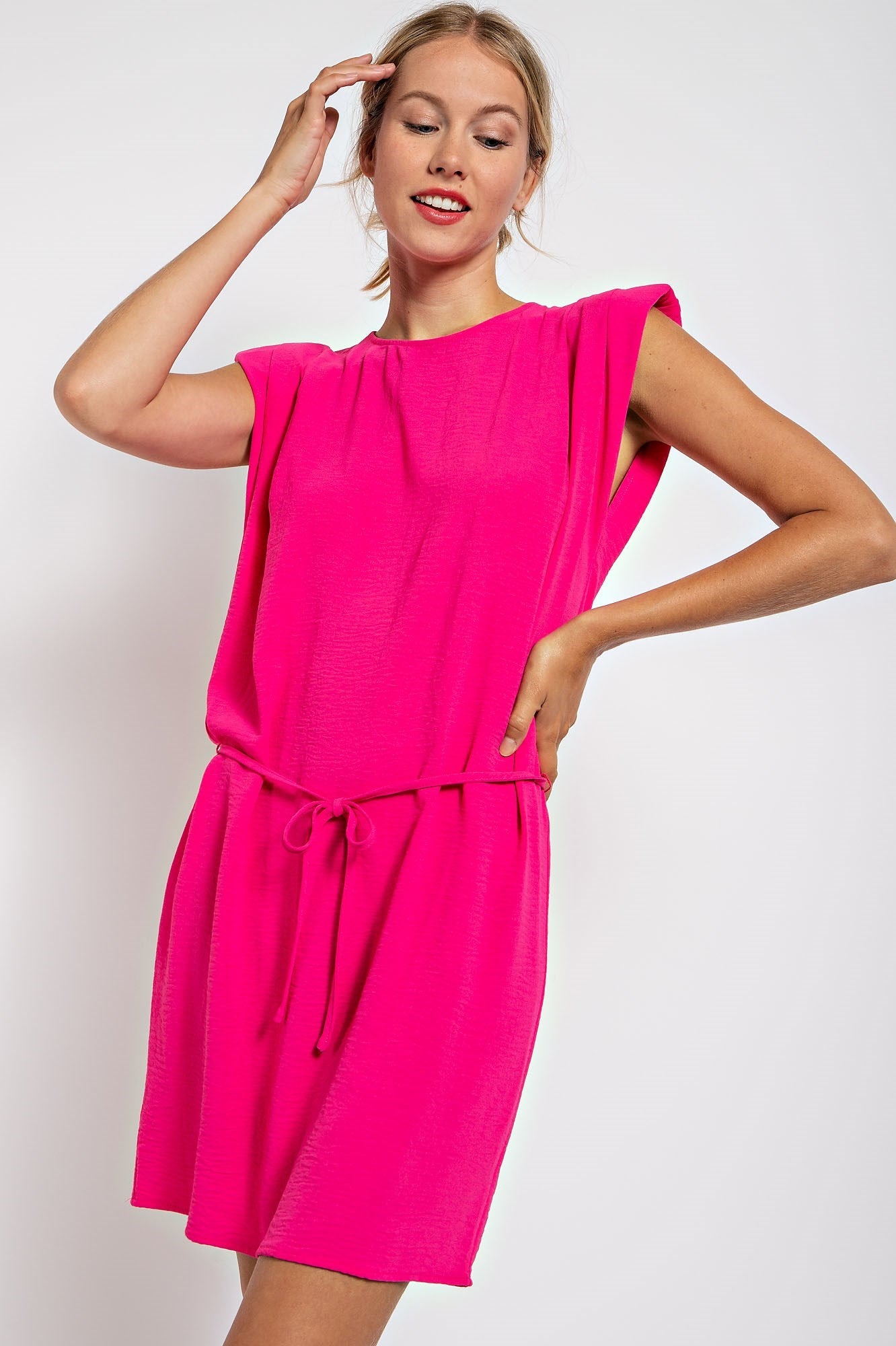 SOLID SLEEVELESS TUNIC MINI DRESS