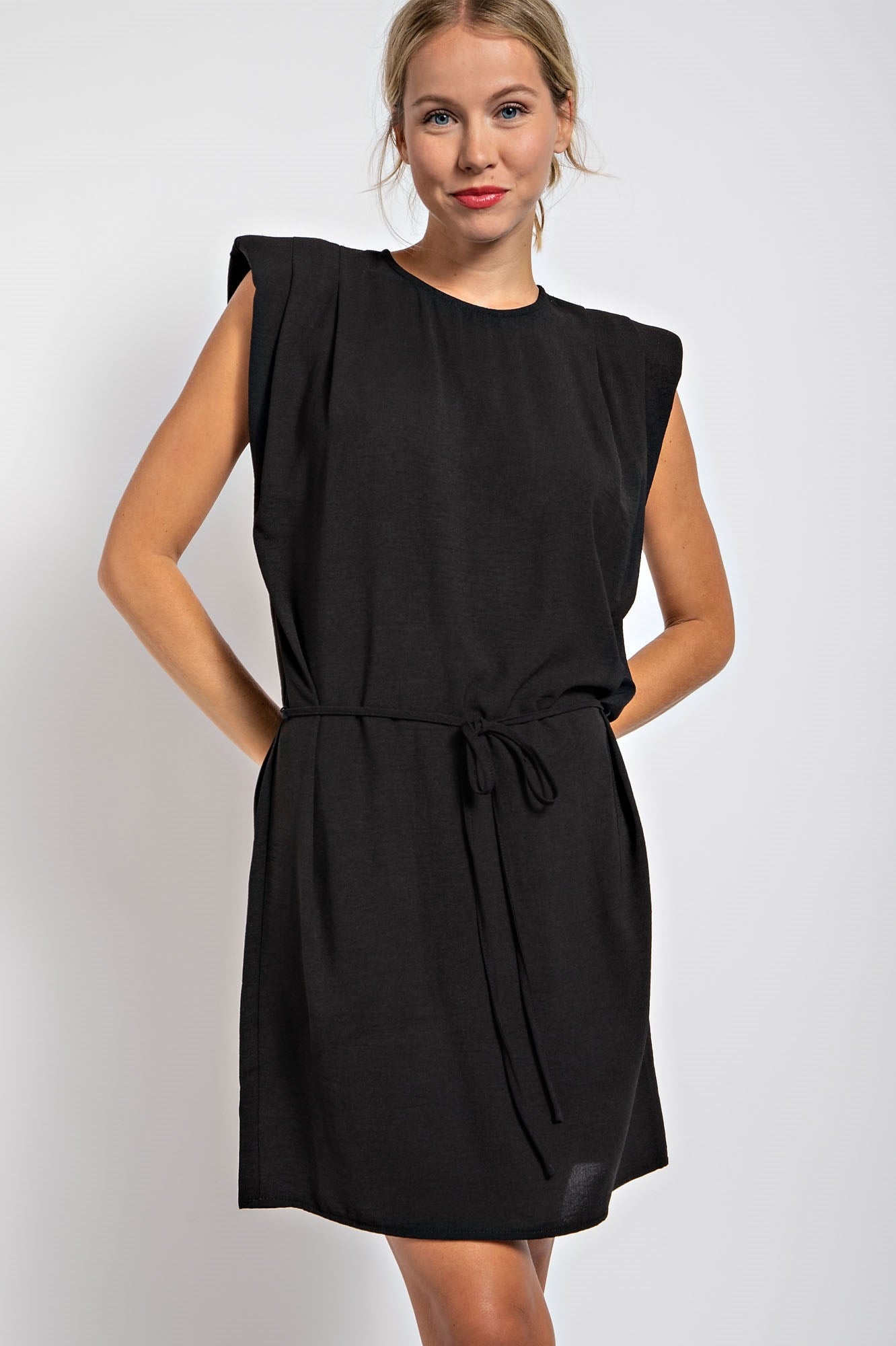 SOLID SLEEVELESS TUNIC MINI DRESS