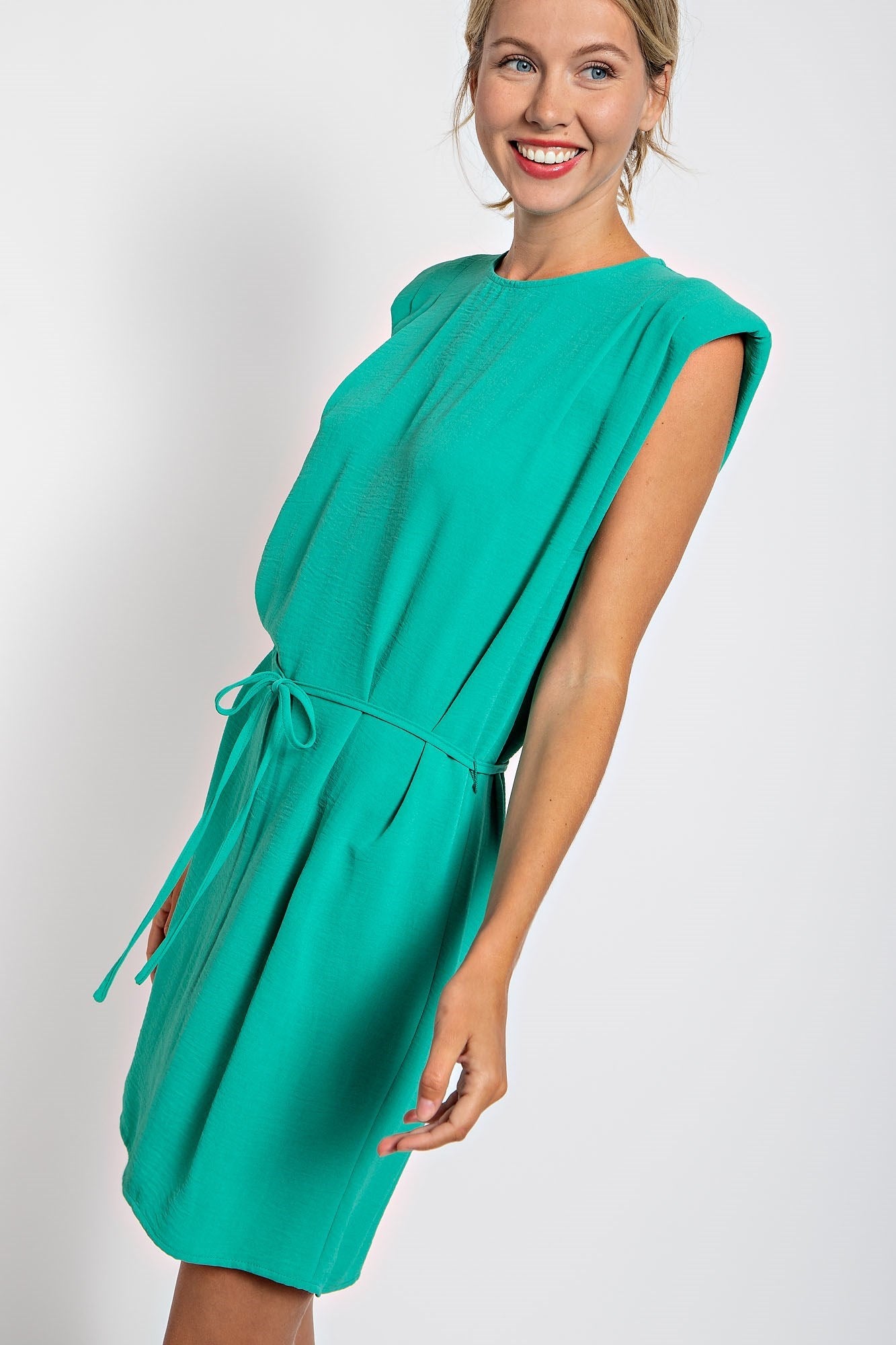 SOLID SLEEVELESS TUNIC MINI DRESS