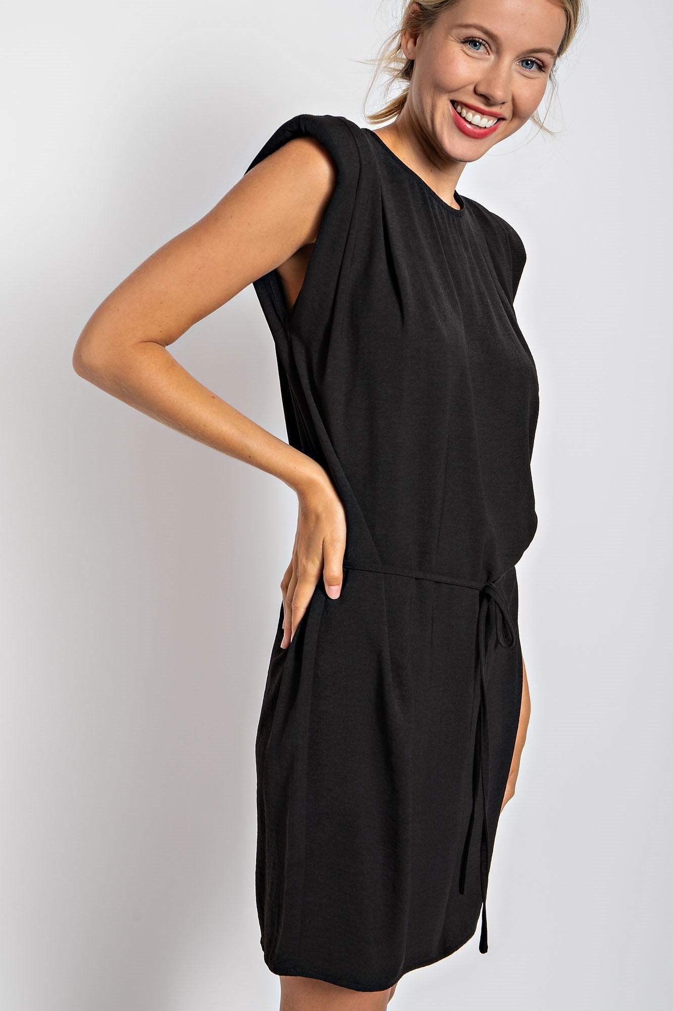 SOLID SLEEVELESS TUNIC MINI DRESS