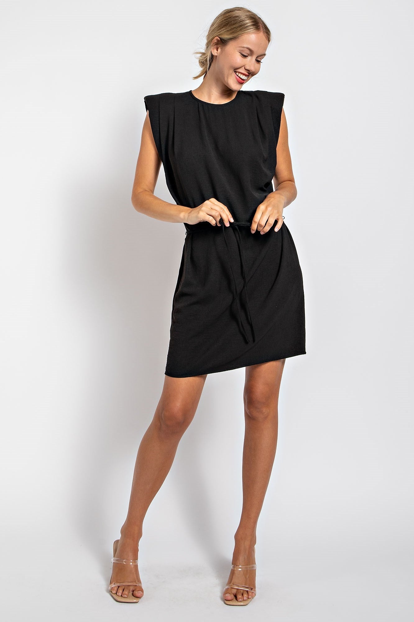 SOLID SLEEVELESS TUNIC MINI DRESS