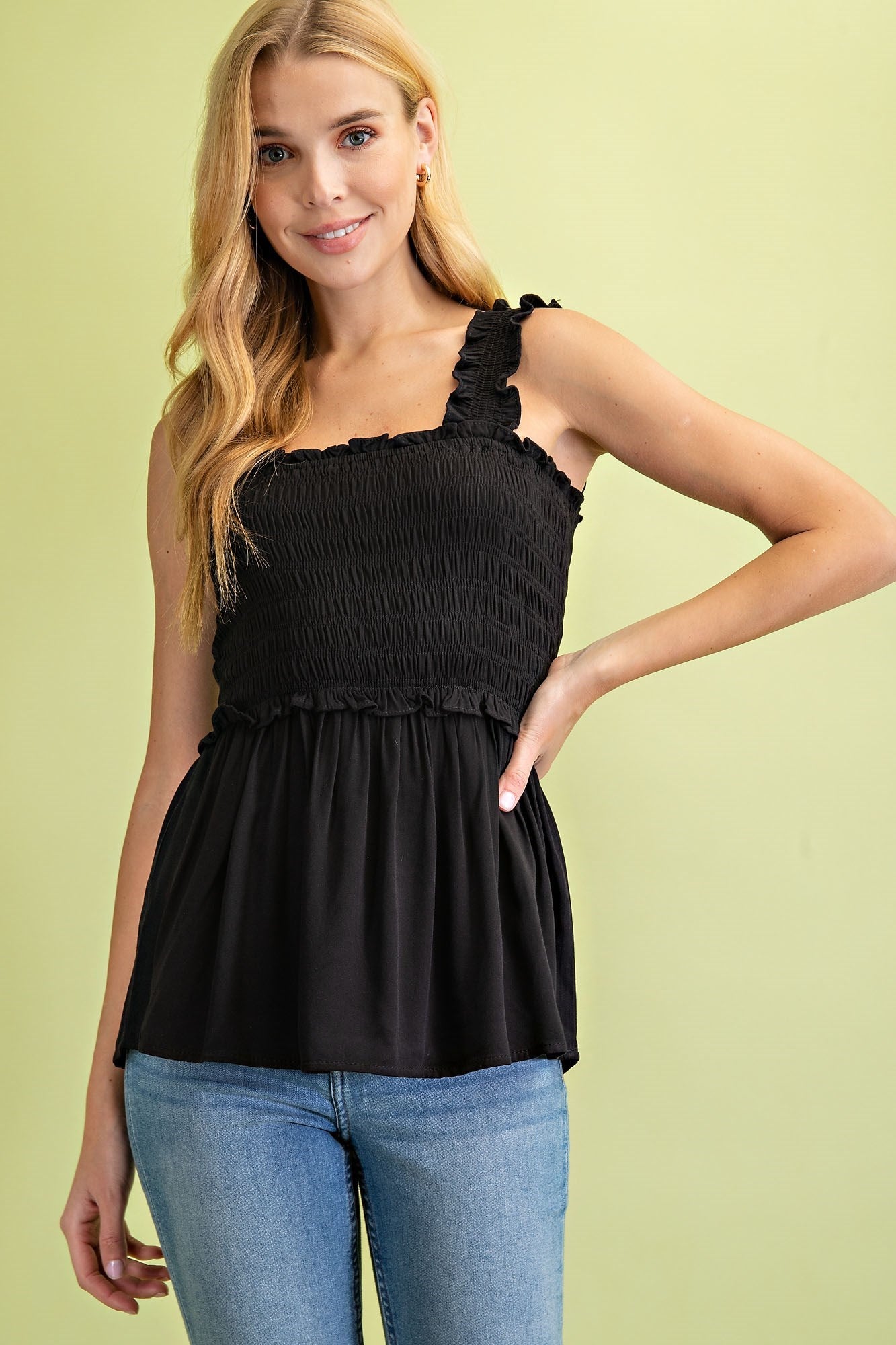 SMOCKED RUFFLE TOP