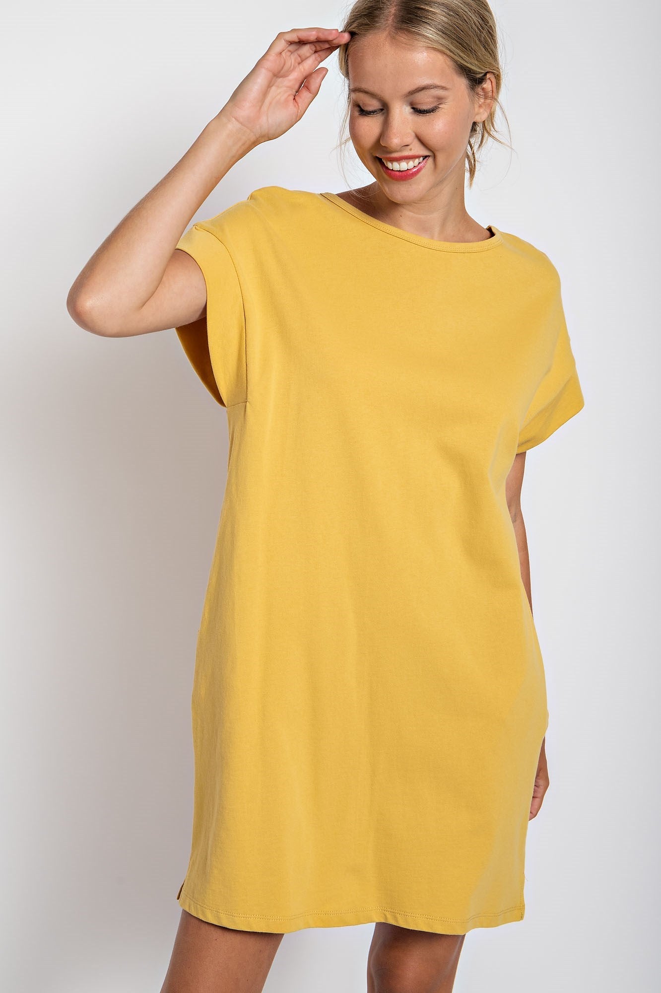 SOLID COTTON T-SHIRT MINI SHIFT DRESS