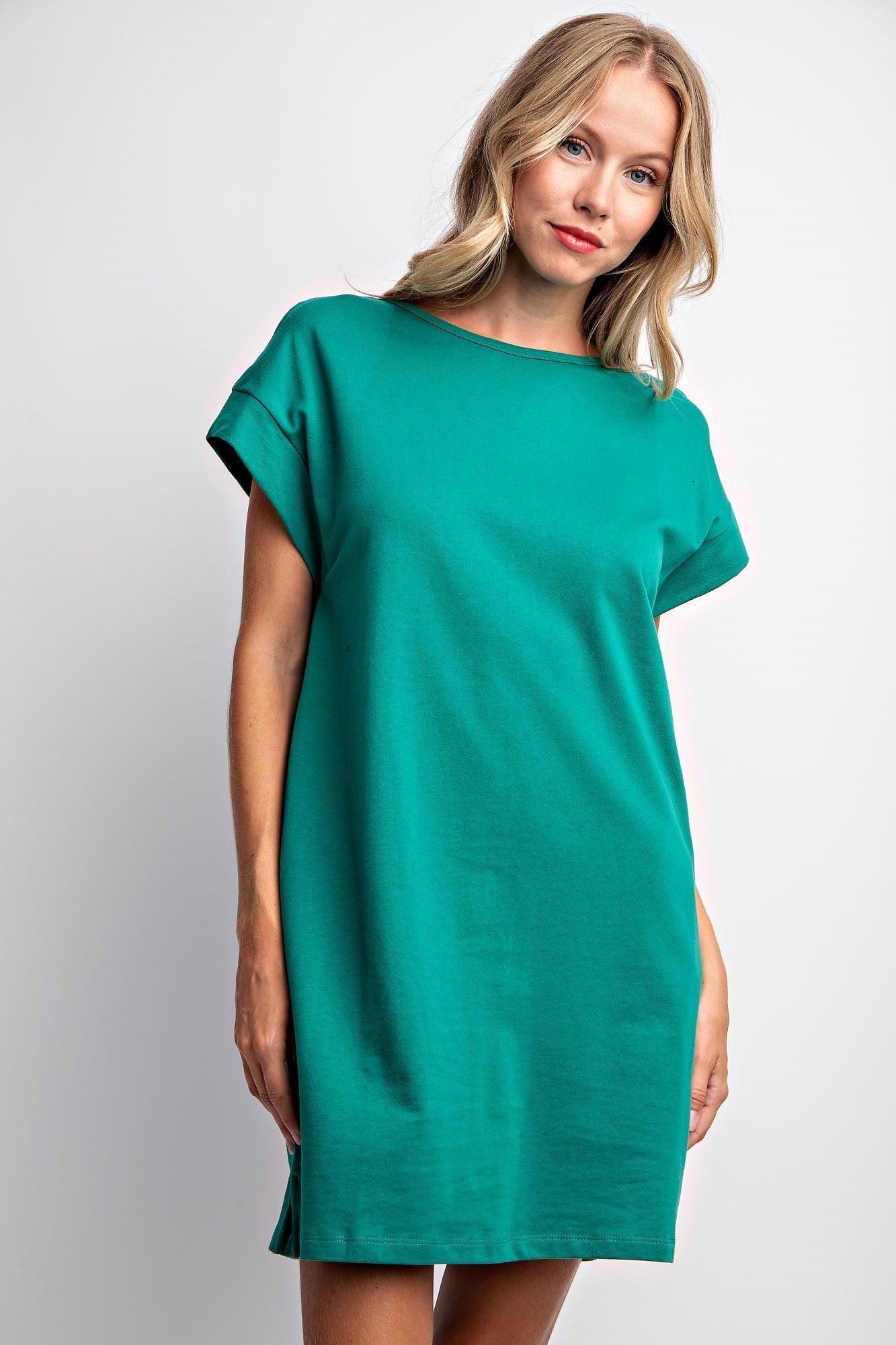 SOLID COTTON T-SHIRT MINI SHIFT DRESS