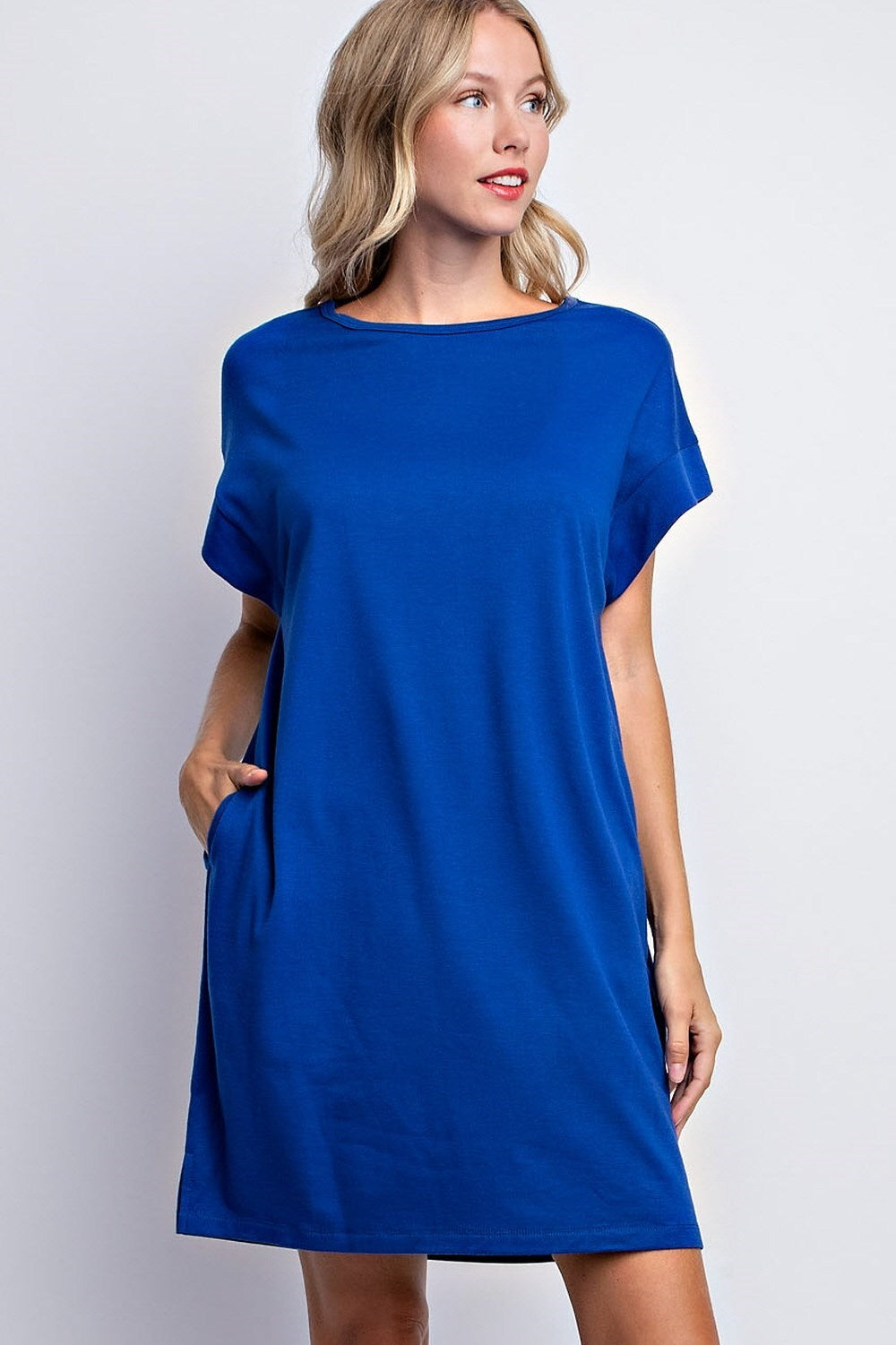 SOLID COTTON T-SHIRT MINI SHIFT DRESS