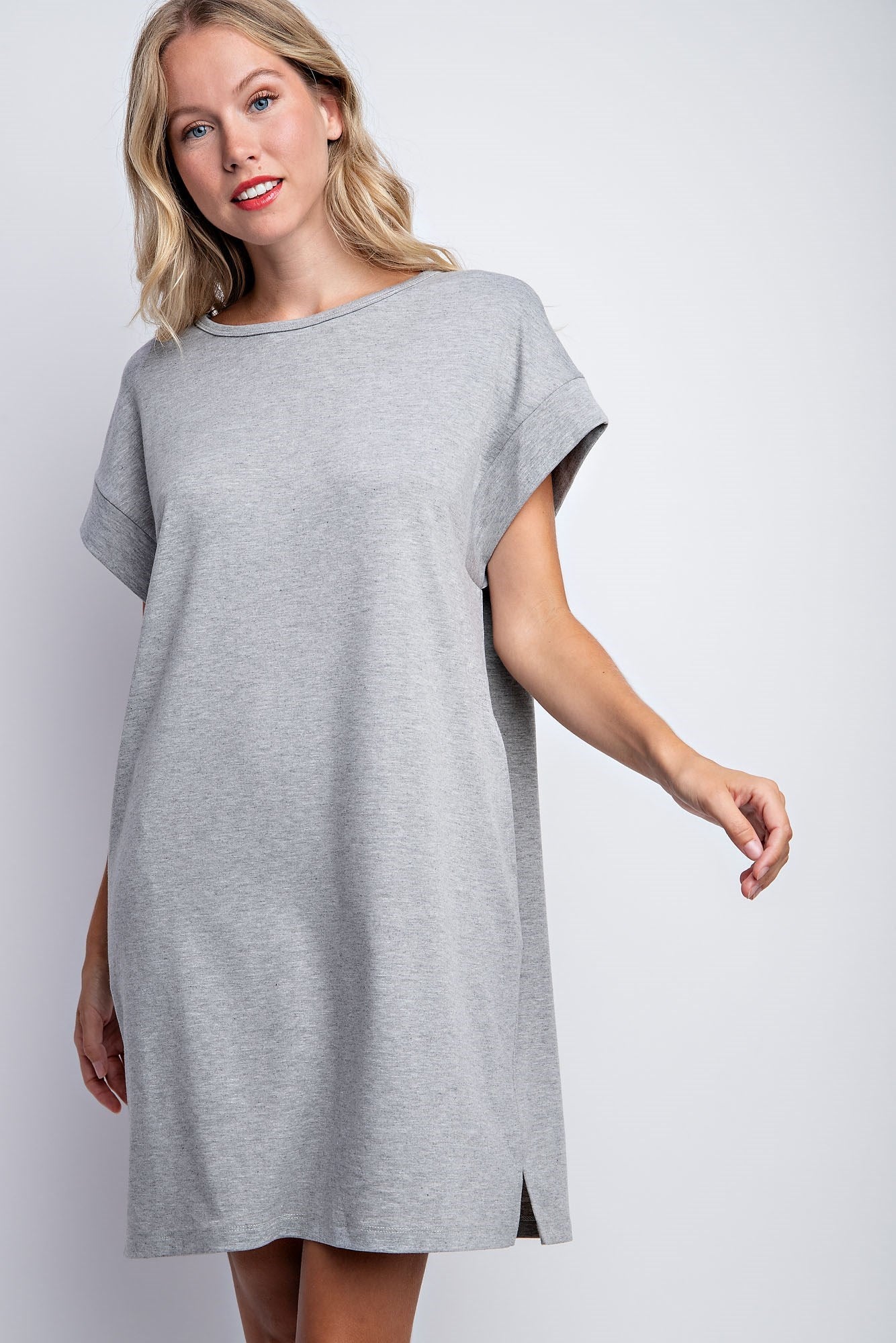 SOLID COTTON T-SHIRT MINI SHIFT DRESS