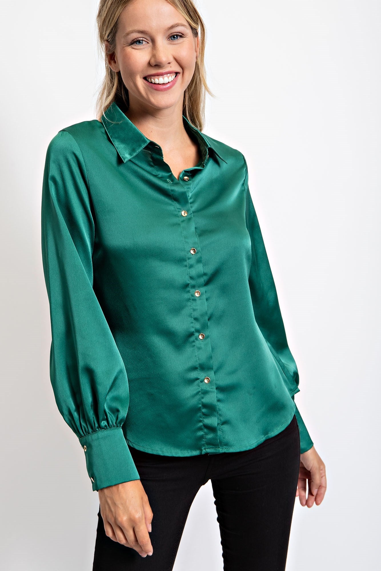 SOLID SATIN SHIRT BLOUSE