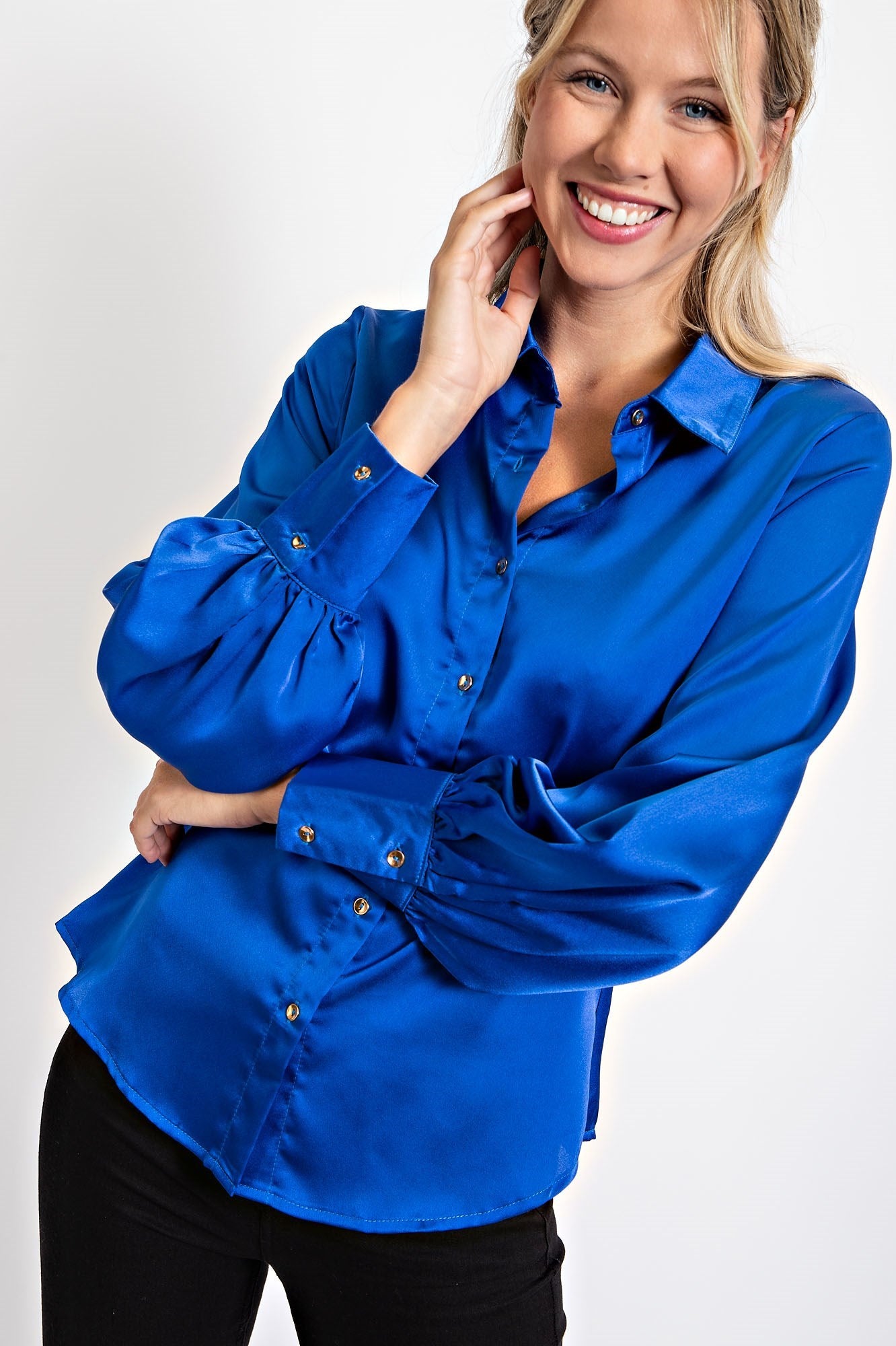 SOLID SATIN SHIRT BLOUSE