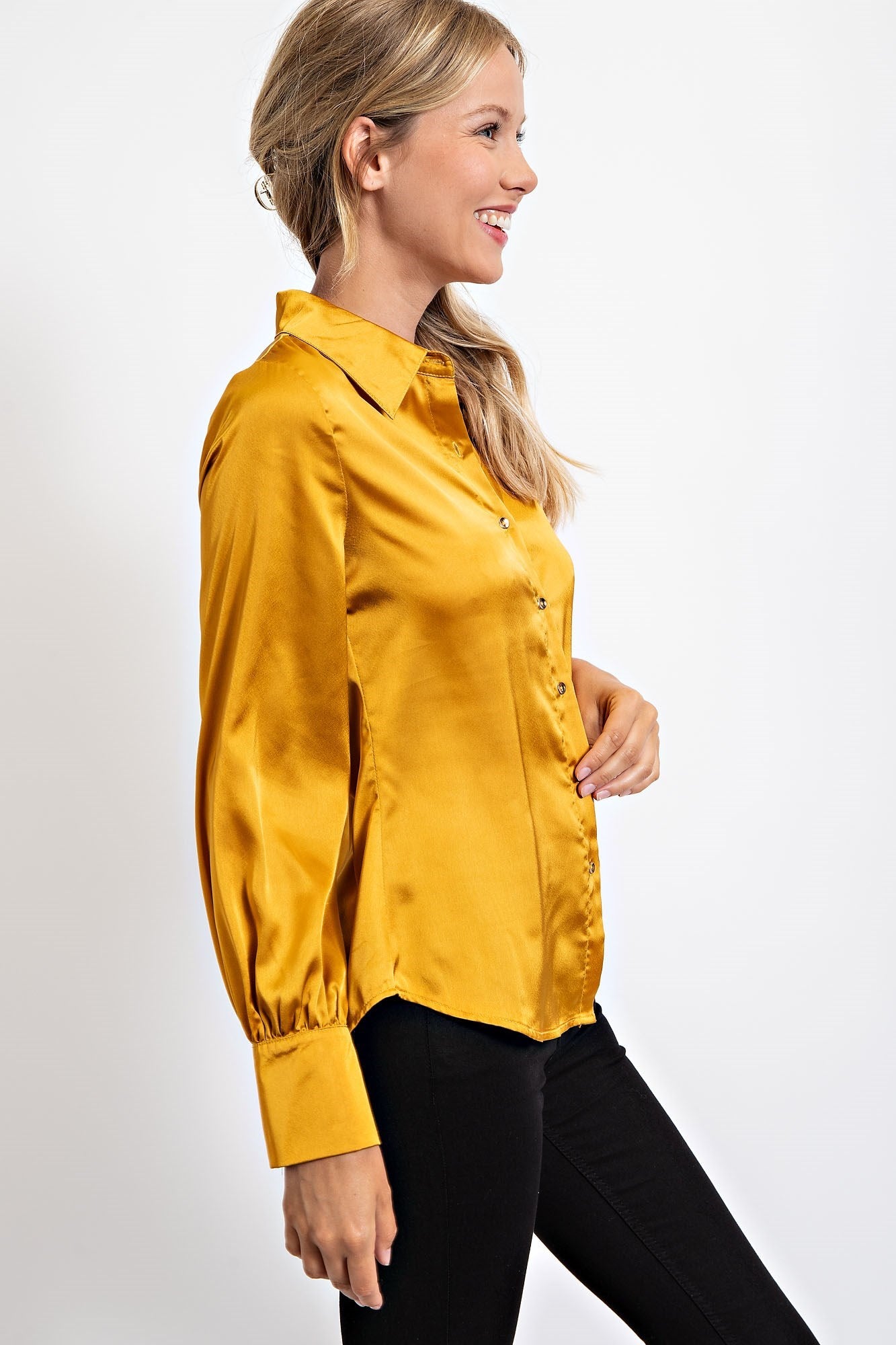 SOLID SATIN SHIRT BLOUSE