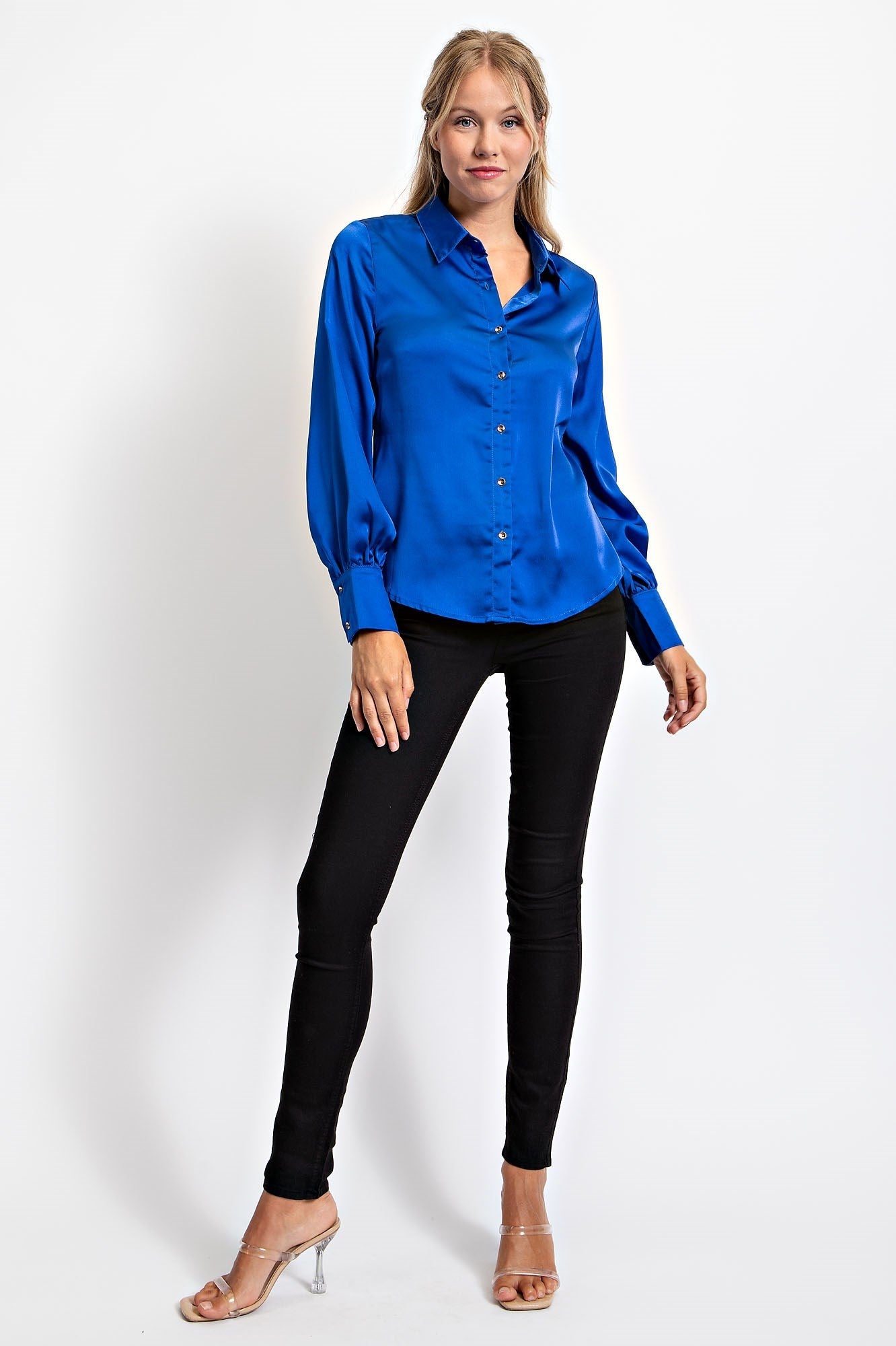 SOLID SATIN SHIRT BLOUSE