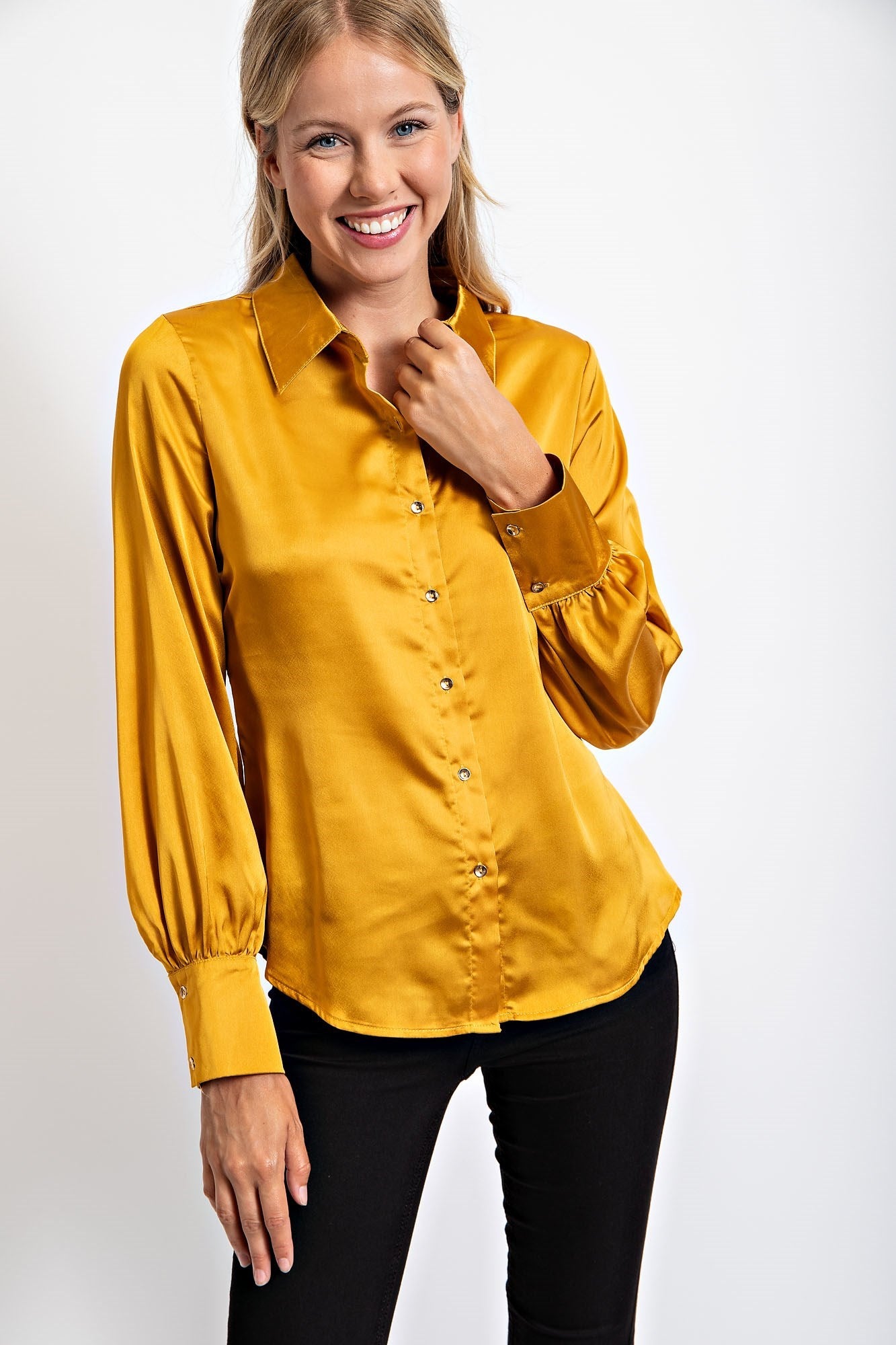 SOLID SATIN SHIRT BLOUSE