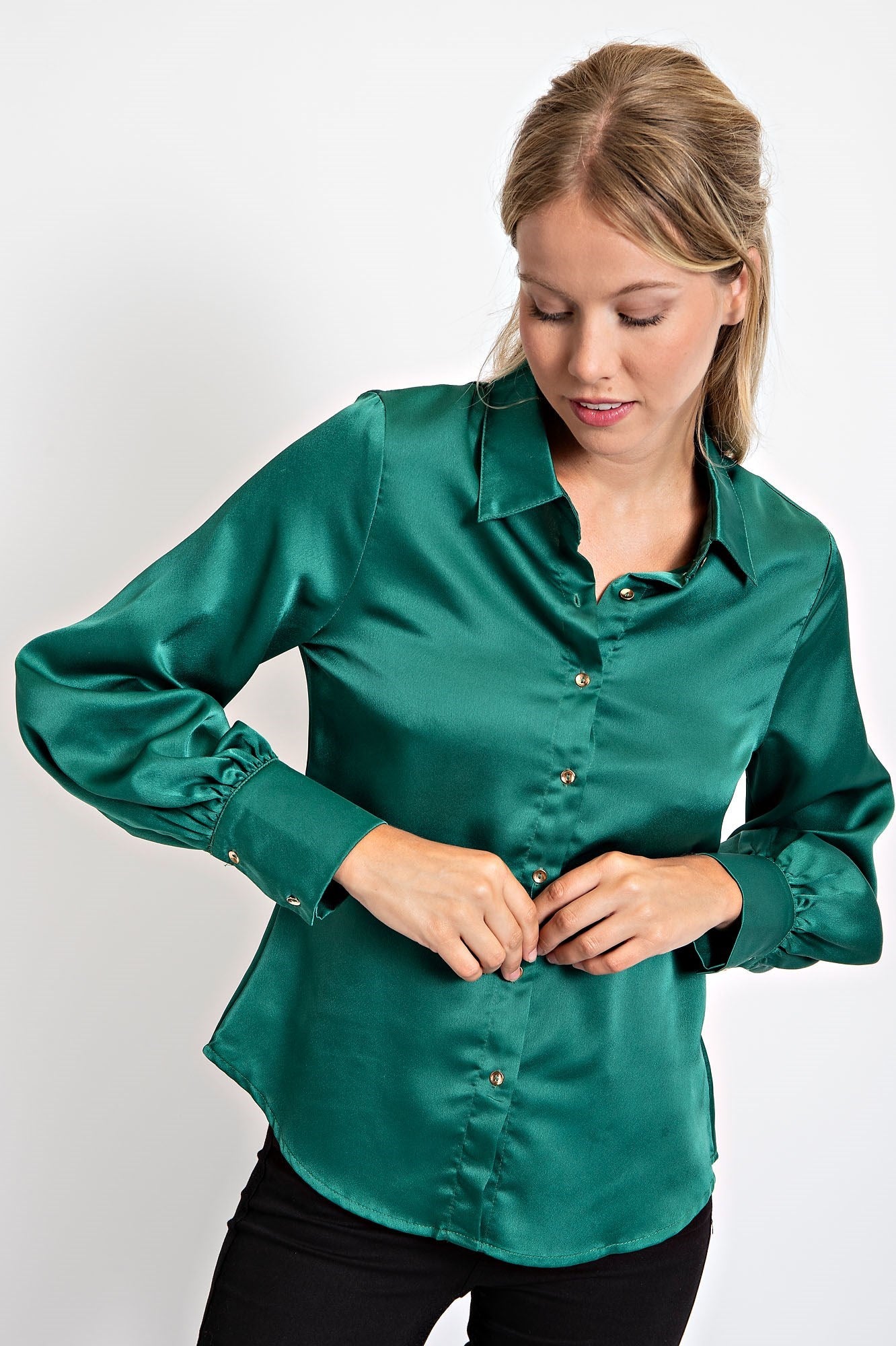 SOLID SATIN SHIRT BLOUSE