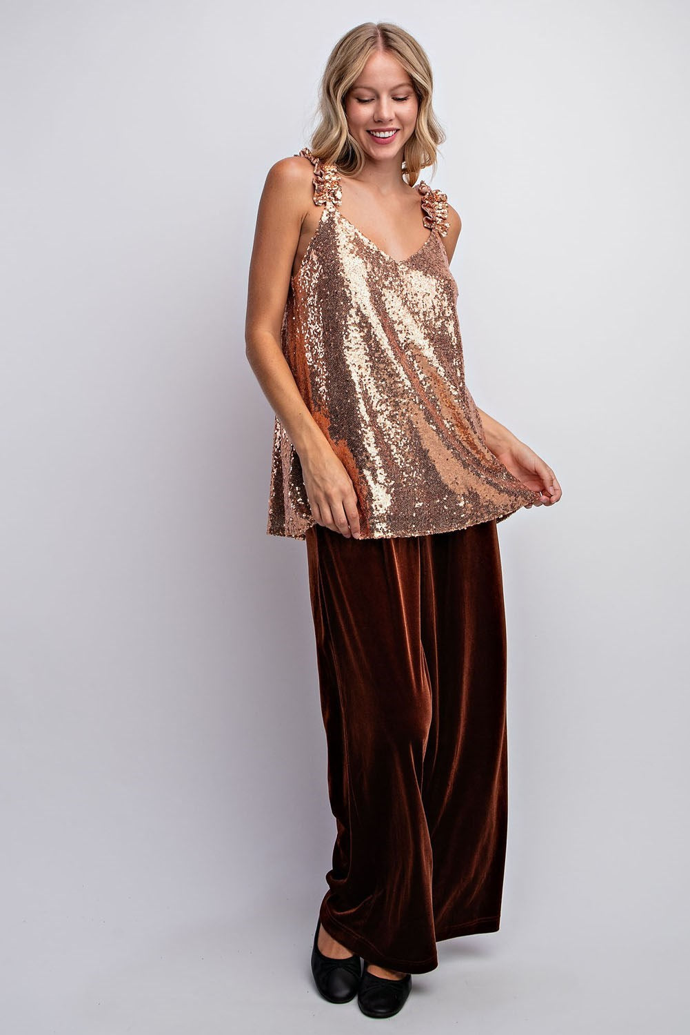V NECK SEQUIN TANK TOP