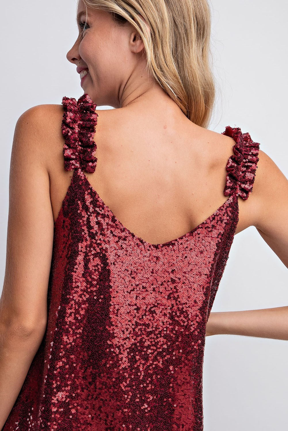 V NECK SEQUIN TANK TOP