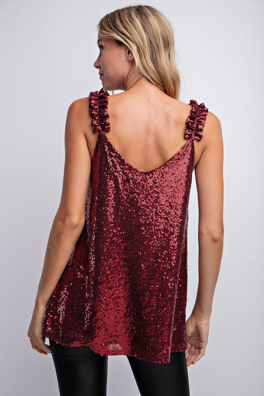 V NECK SEQUIN TANK TOP