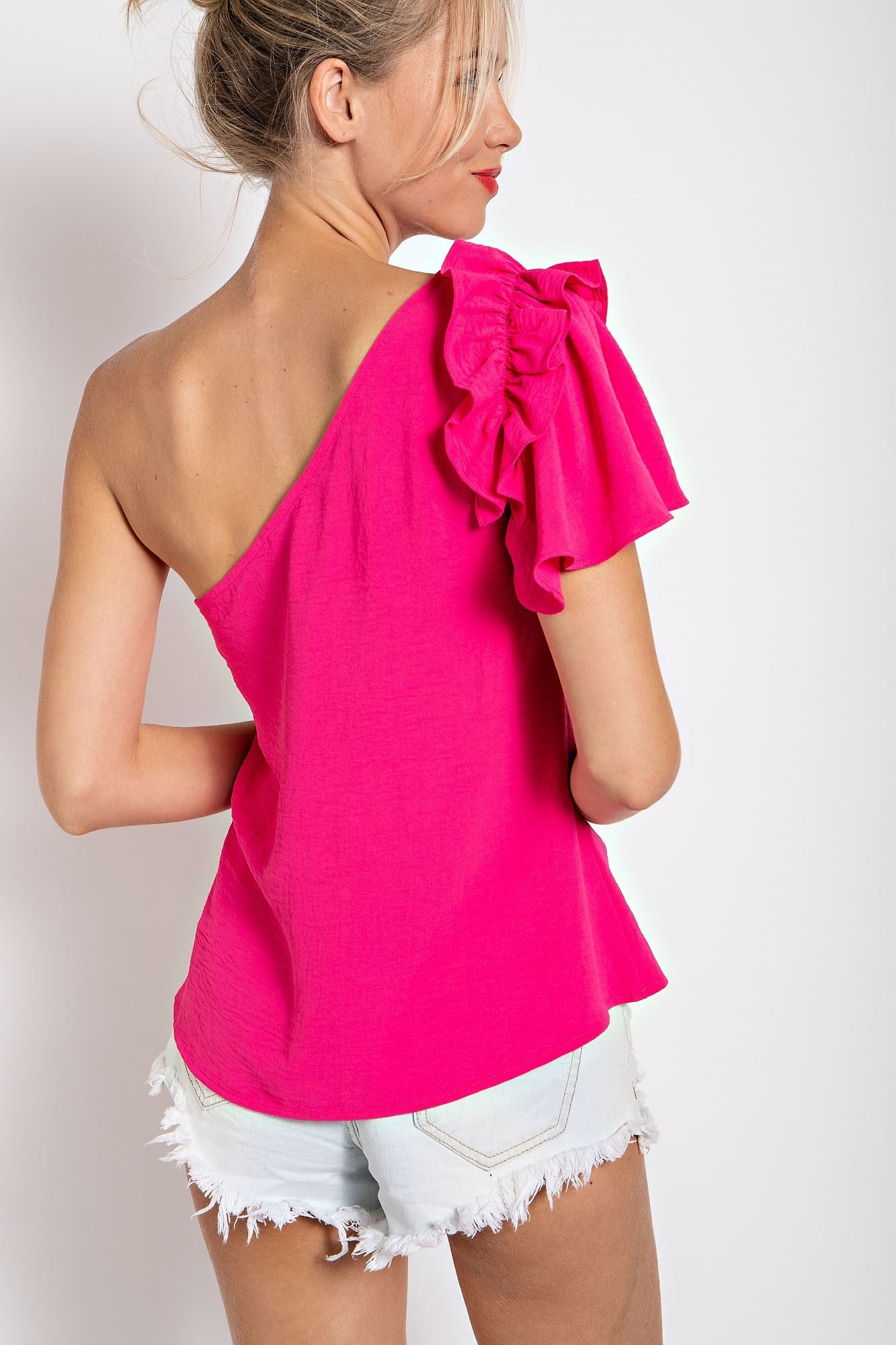 ONE SHOULDER RUFFLE TOP