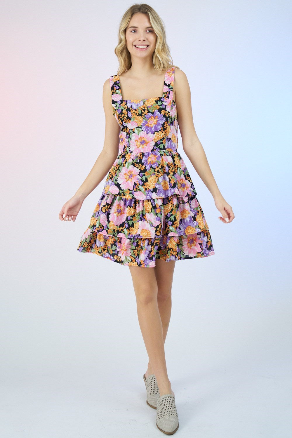 SLEEVELESS FLORAL PRINT DRESS