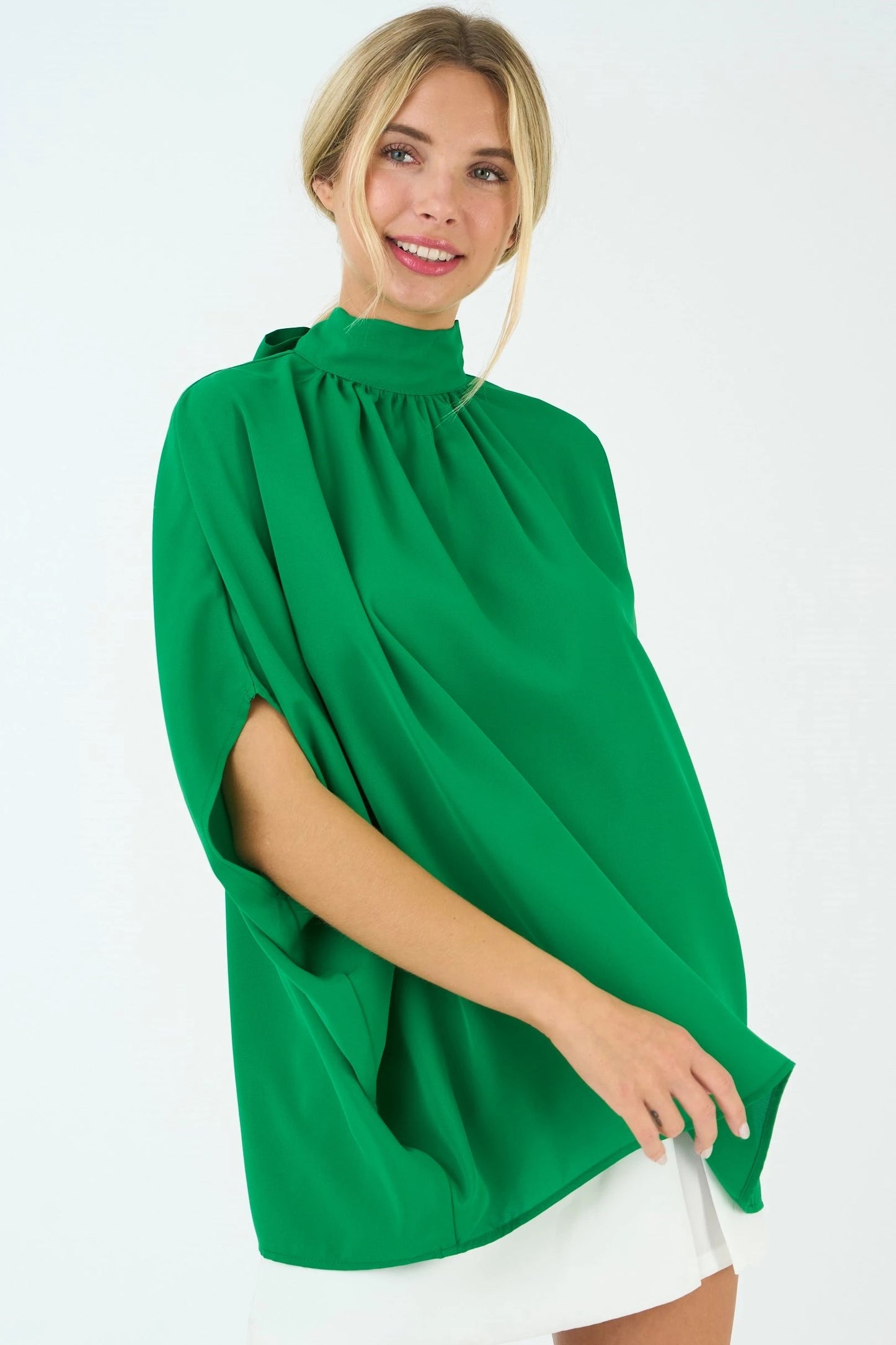 TIE BACK BATWING SLEEVE SOLID TOP