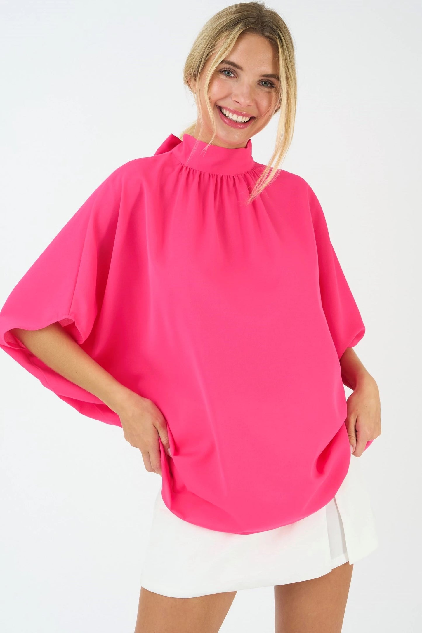 TIE BACK BATWING SLEEVE SOLID TOP