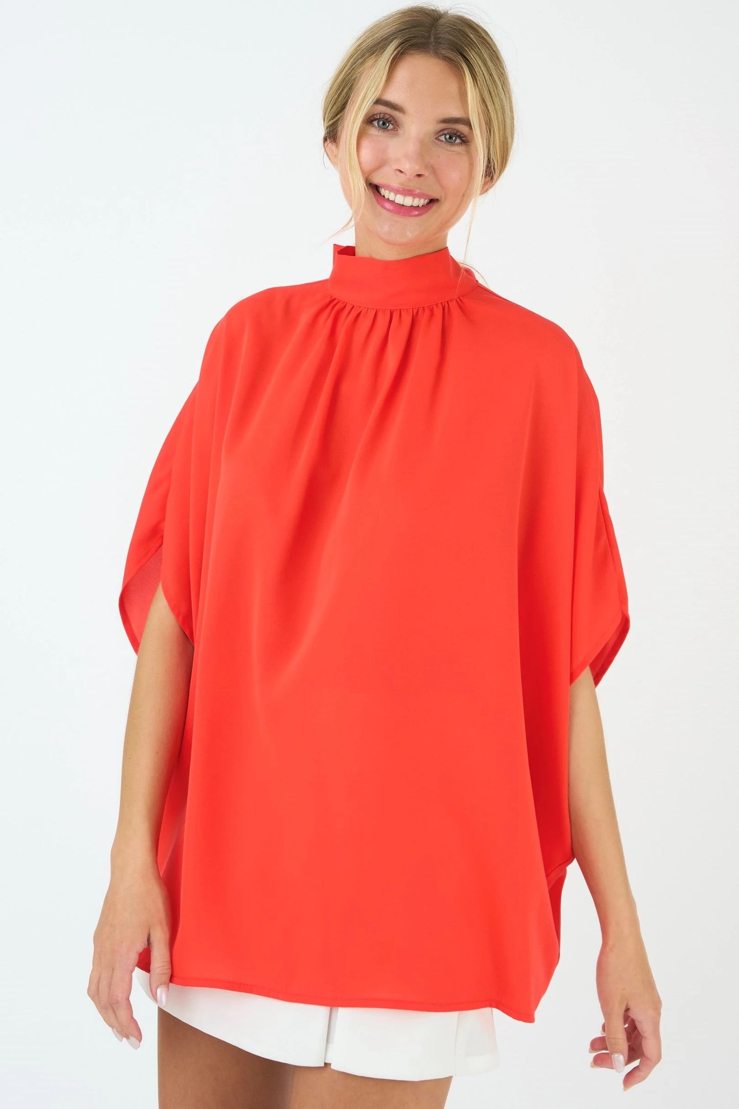 TIE BACK BATWING SLEEVE SOLID TOP