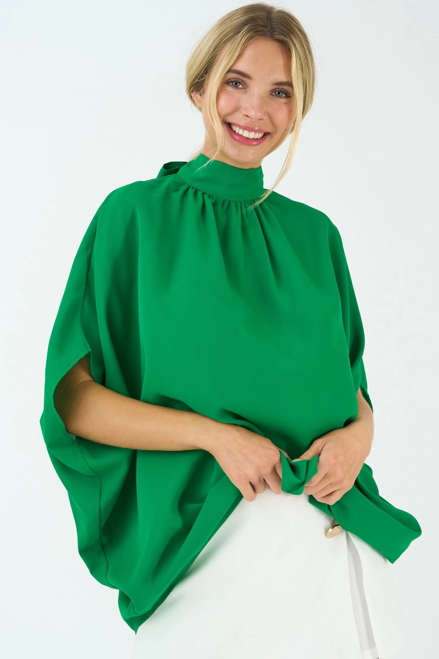 TIE BACK BATWING SLEEVE SOLID TOP