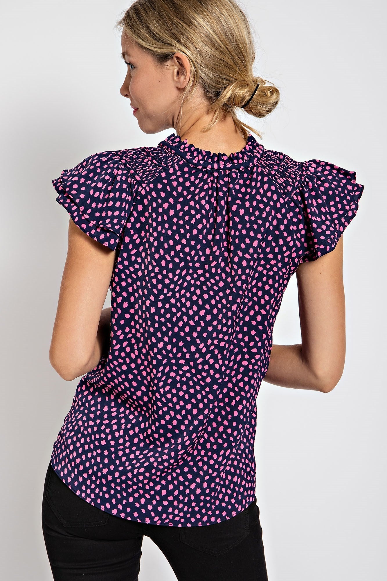 DALMATIAN PRINT TWIST KNOT FRONT TOP