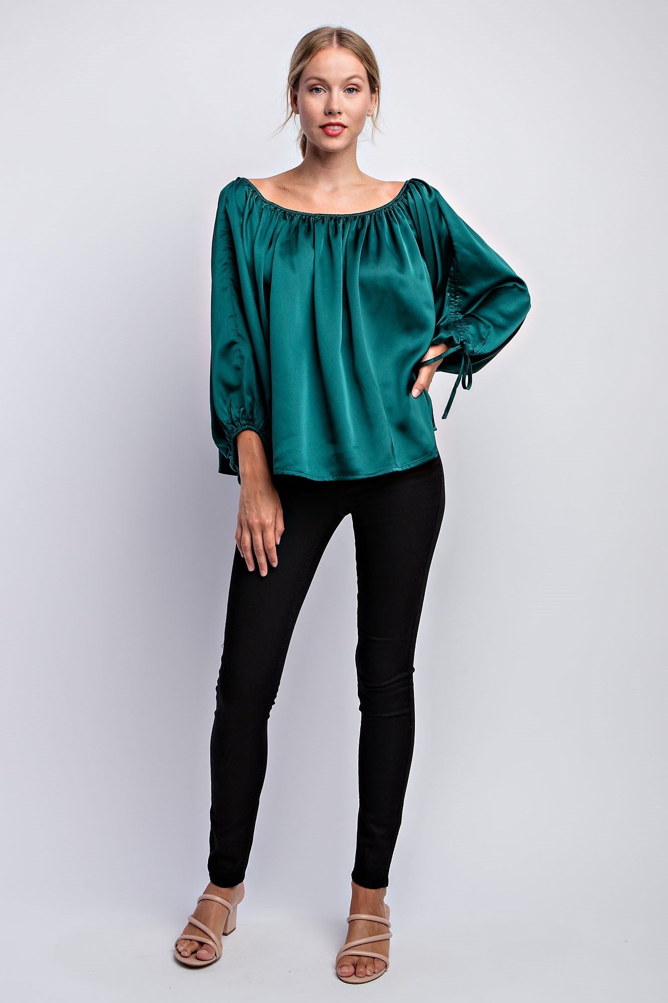 BALLOON SLEEVE OFF THE SHOULDER BLOUSE
