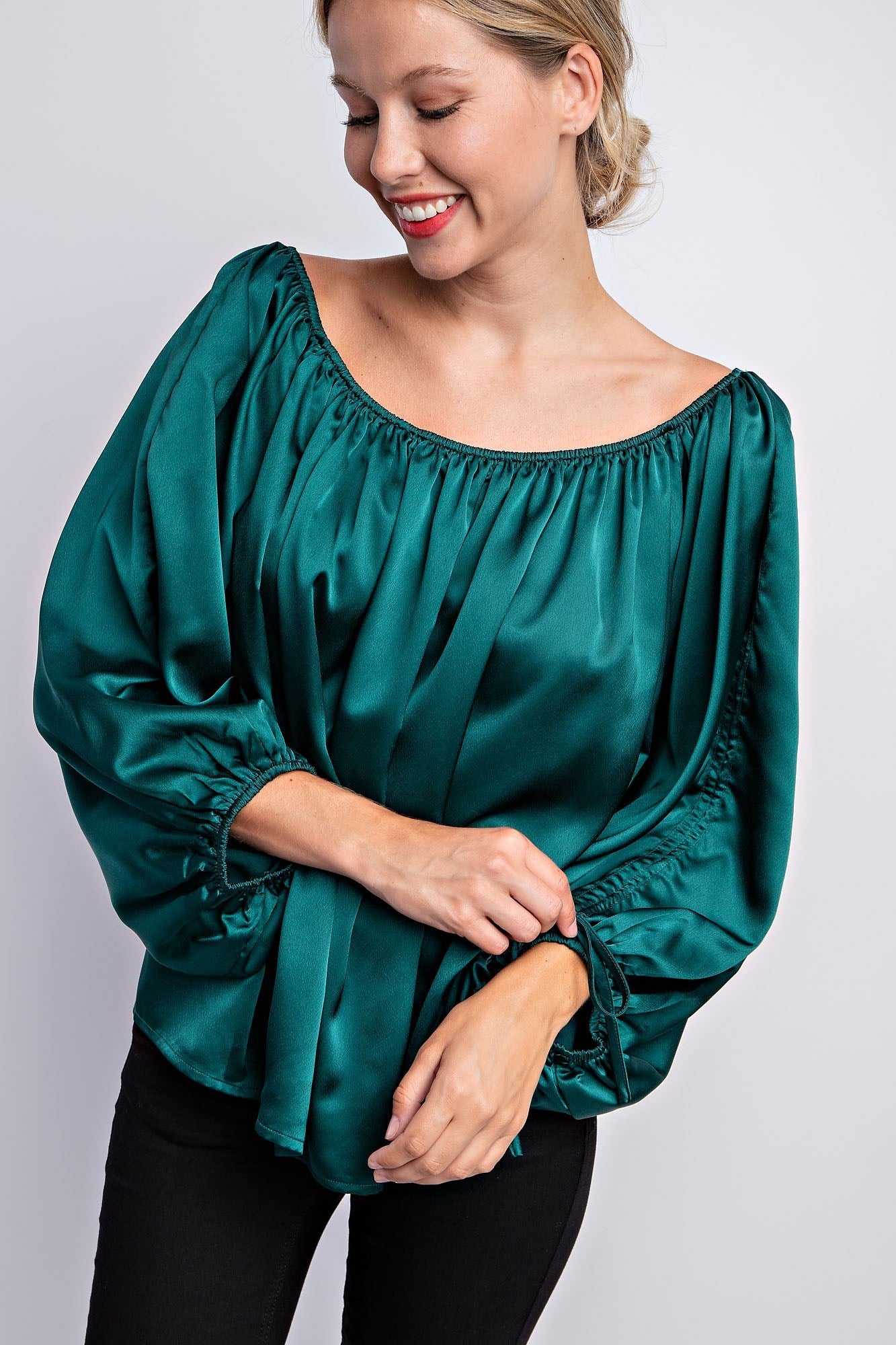 BALLOON SLEEVE OFF THE SHOULDER BLOUSE