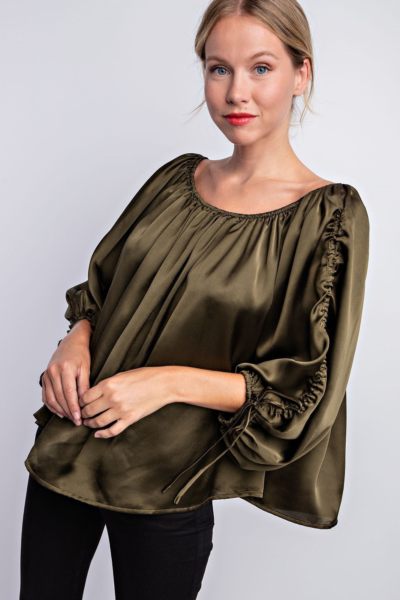 BALLOON SLEEVE OFF THE SHOULDER BLOUSE