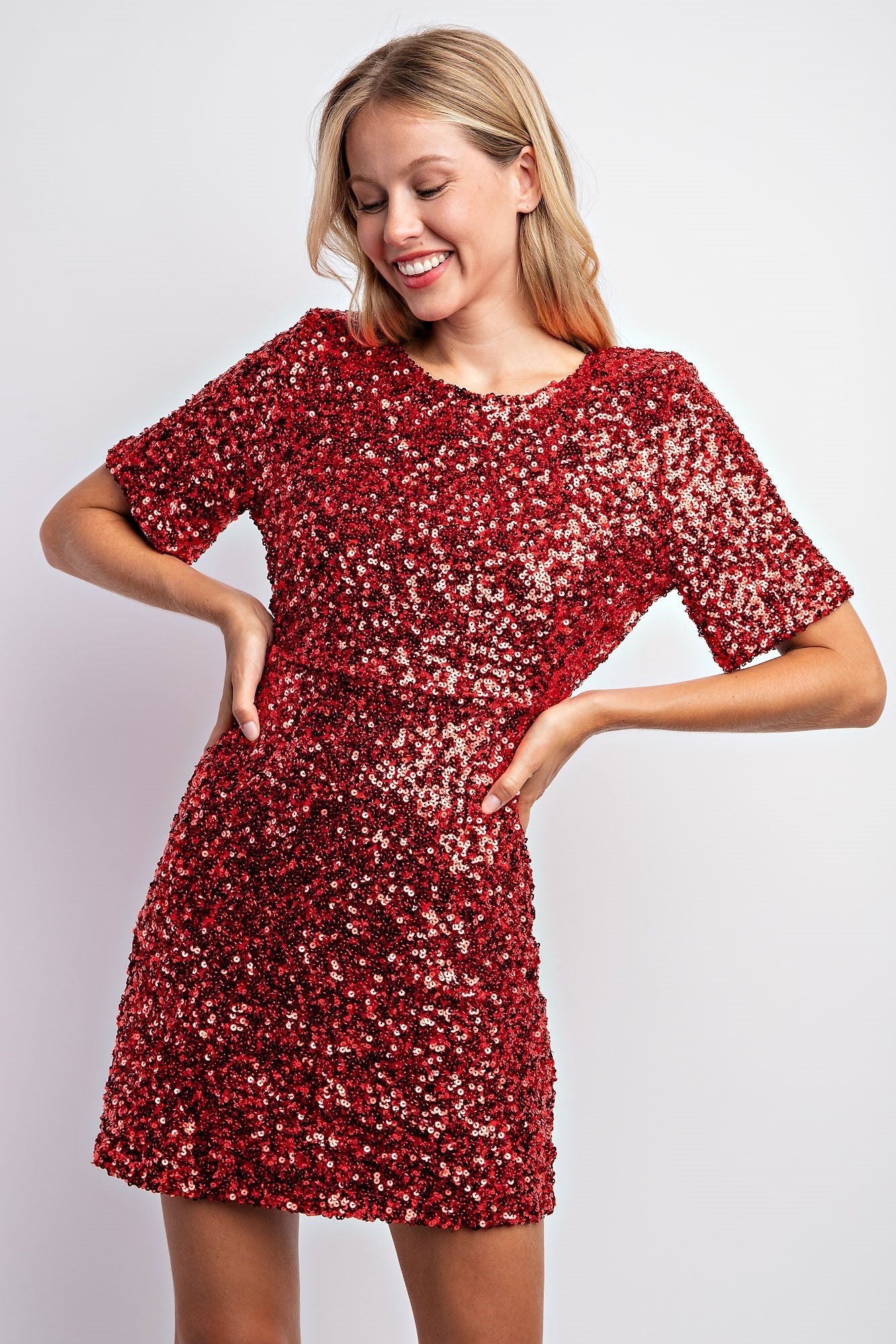 SEQUINED MINI SHIFT DRESS