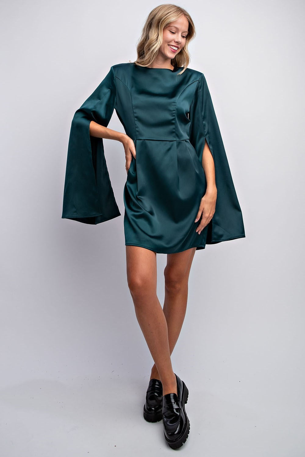 CAPE SLEEVE MINI DRESS