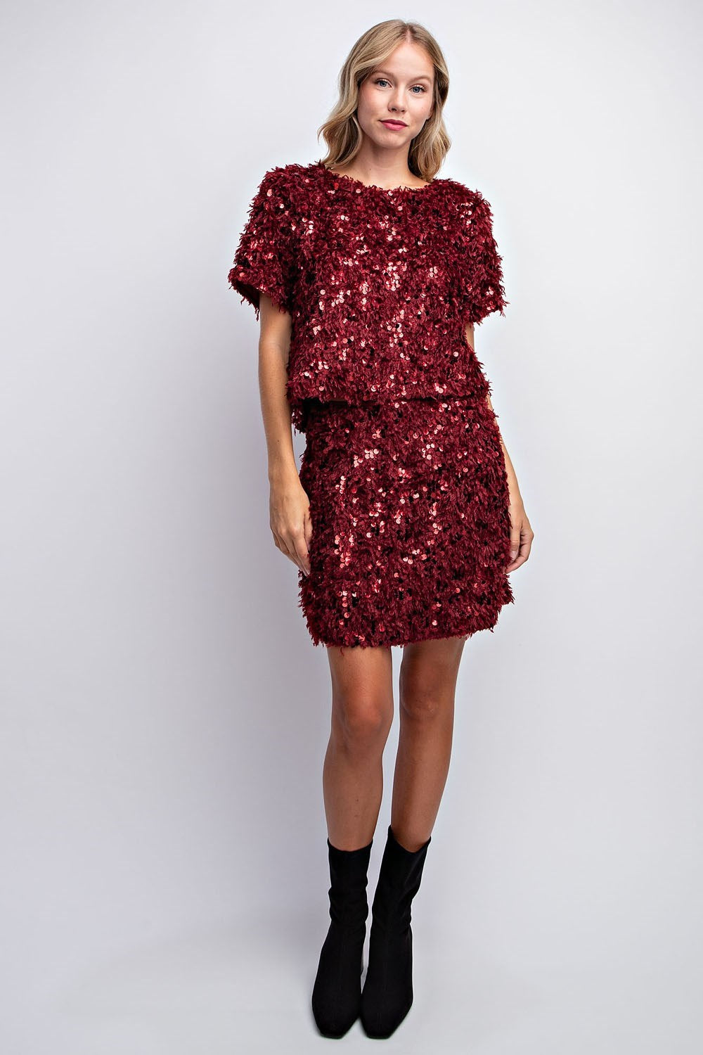SEQUIN FEATHER MINI SKIRT