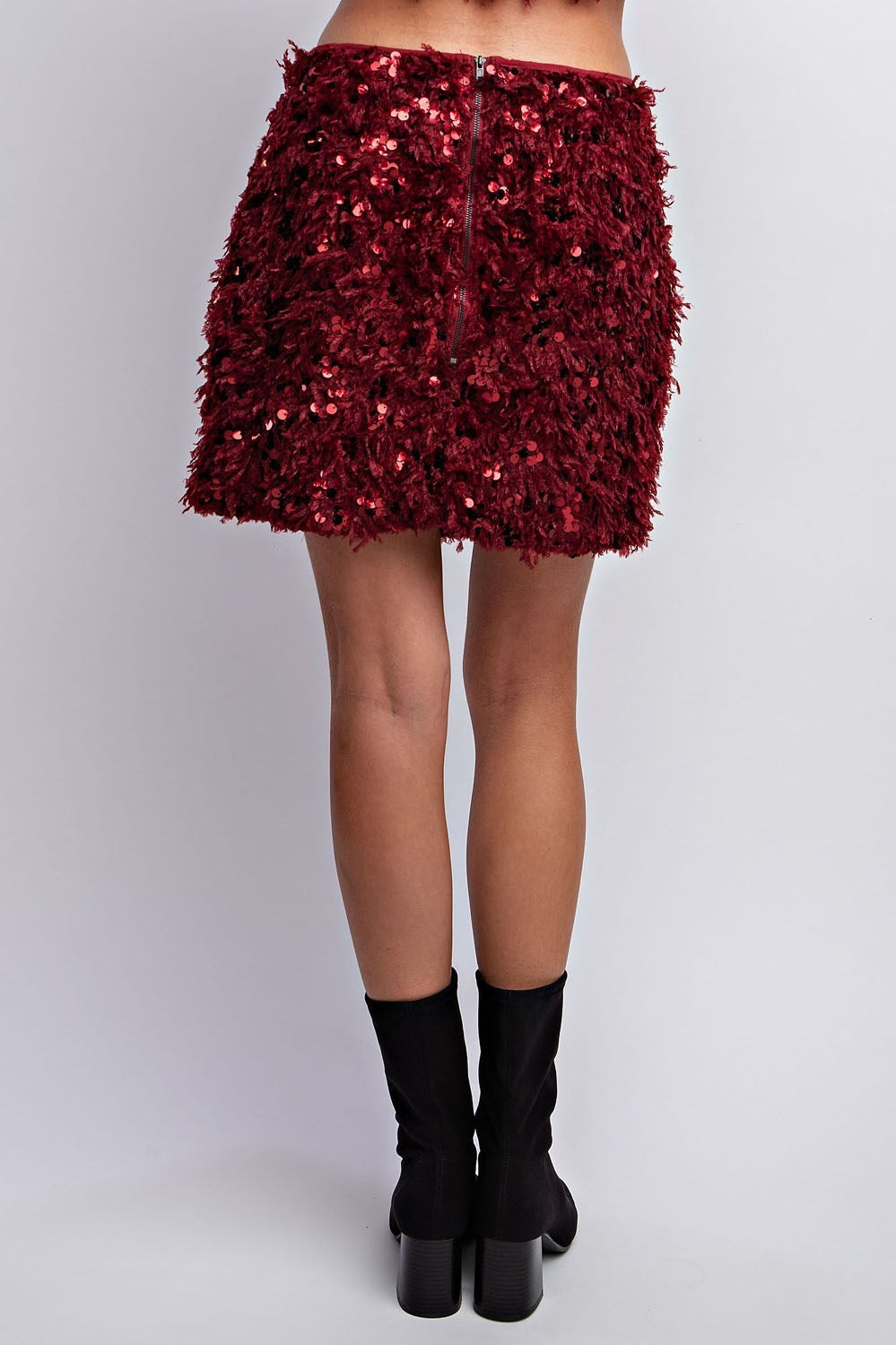 SEQUIN FEATHER MINI SKIRT