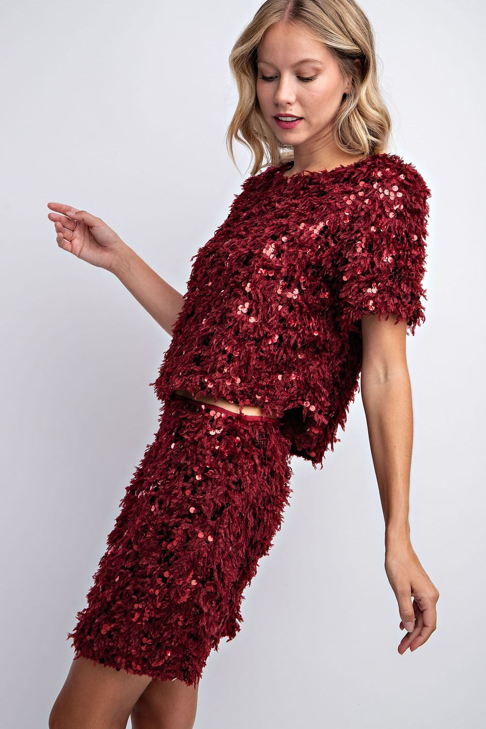 SEQUIN FEATHER MINI SKIRT
