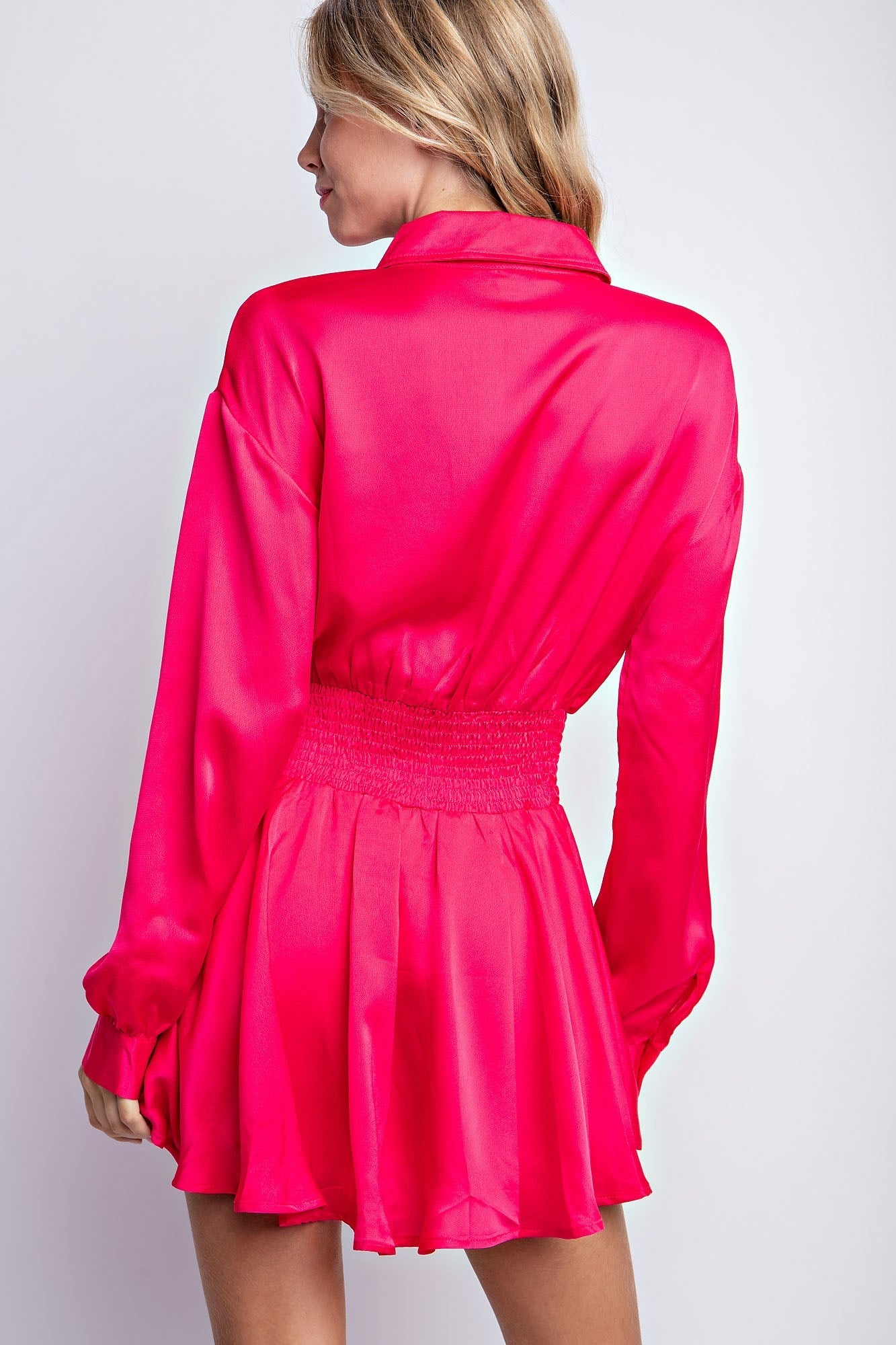 SMOCKED FLOWY SHIRT ROMPER