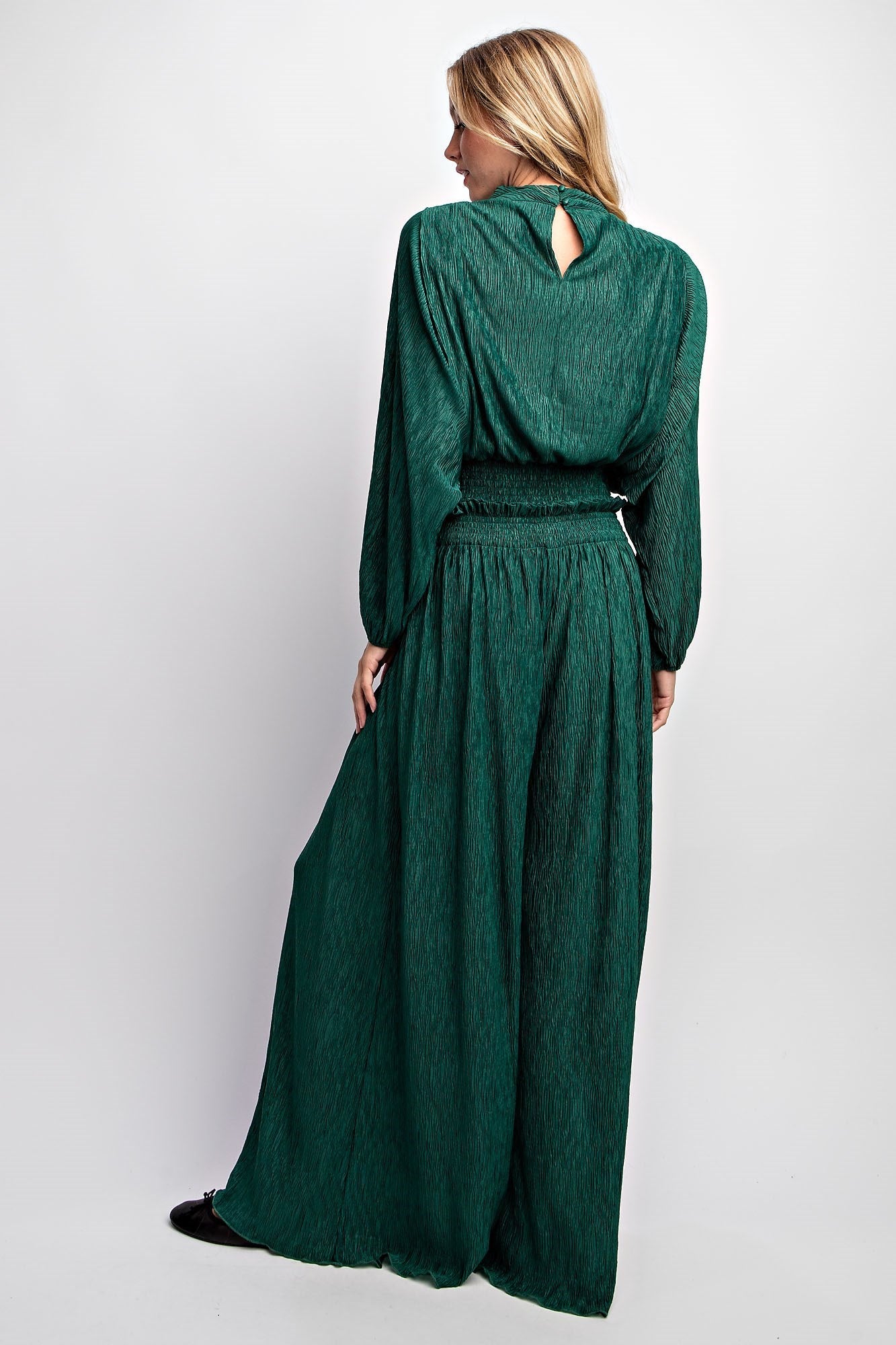 STRETCH CRINKLED BLOUSE TOP & PANTS