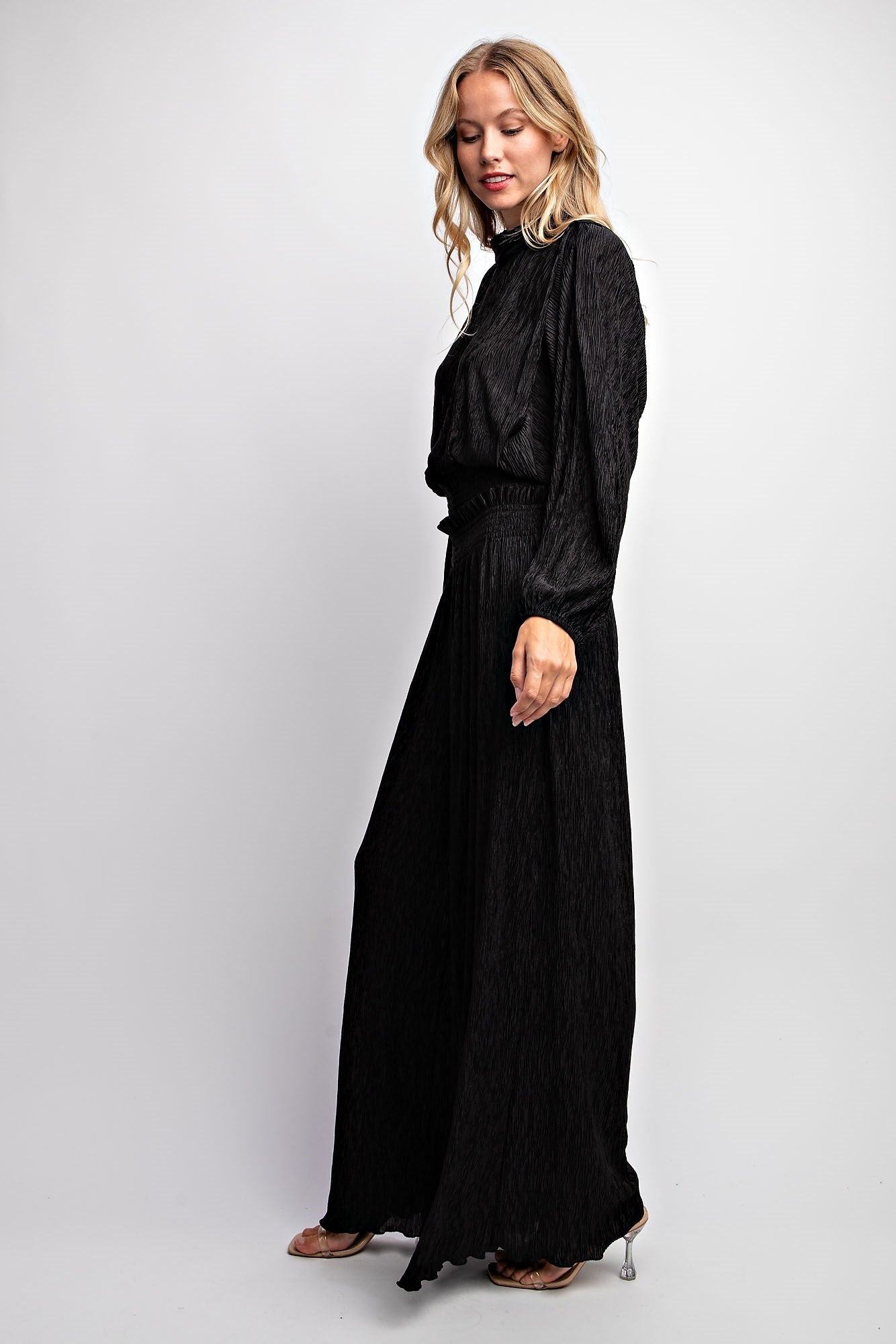 STRETCH CRINKLED BLOUSE TOP & PANTS