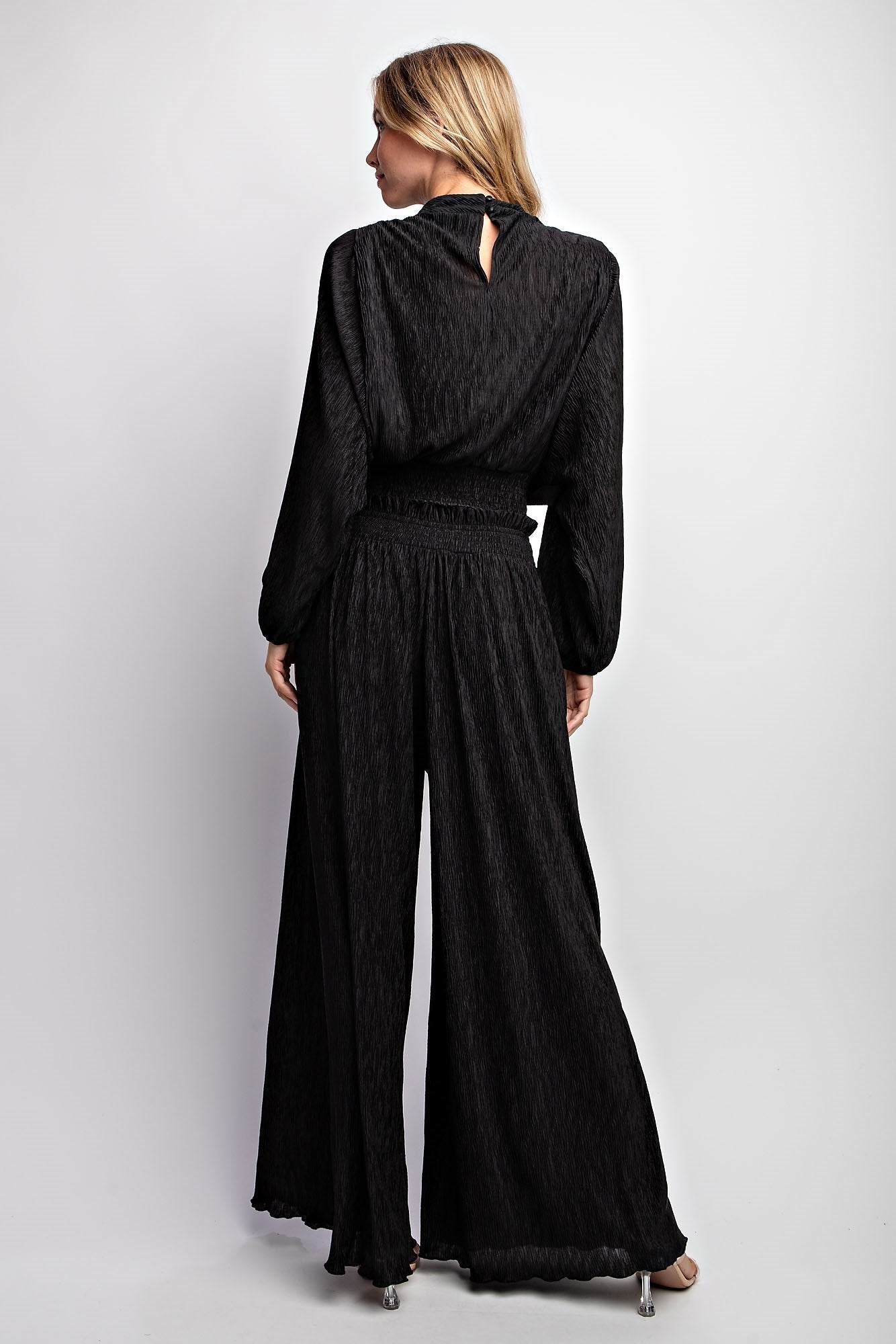 STRETCH CRINKLED BLOUSE TOP & PANTS