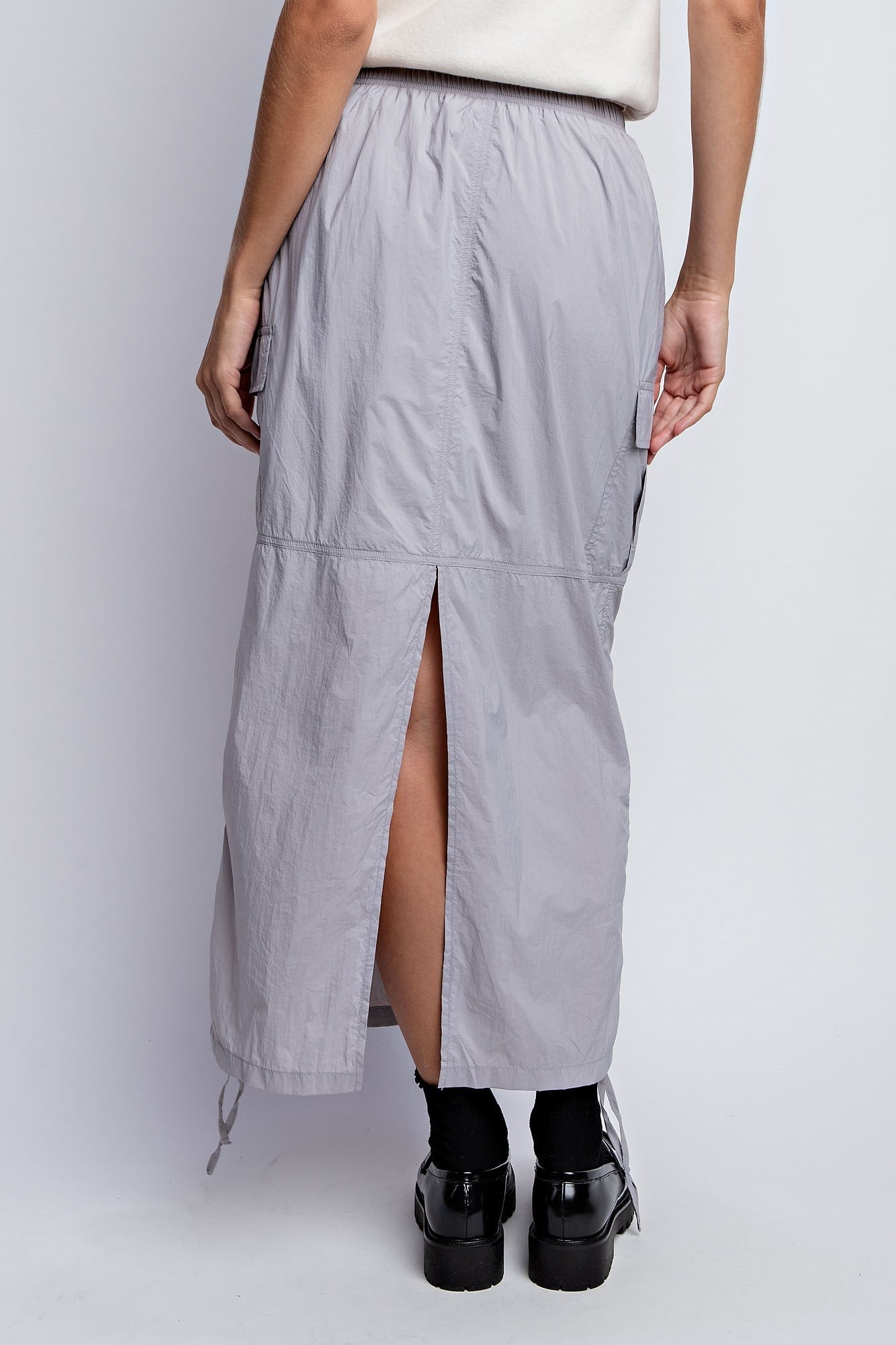 RUCHED UTILITY MAXI SKIRT