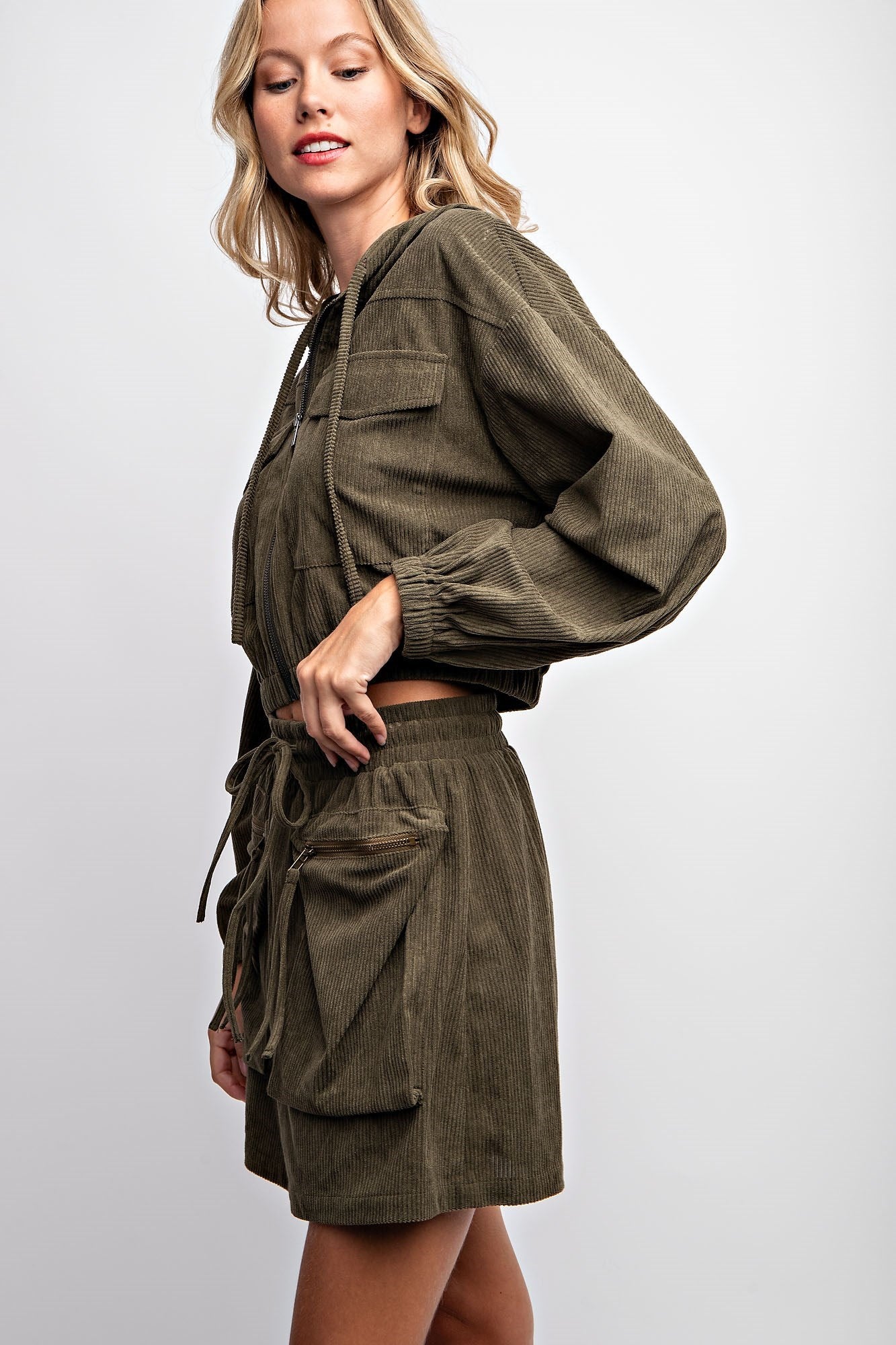 CORDUROY HOODIE JACKET & SKIRT