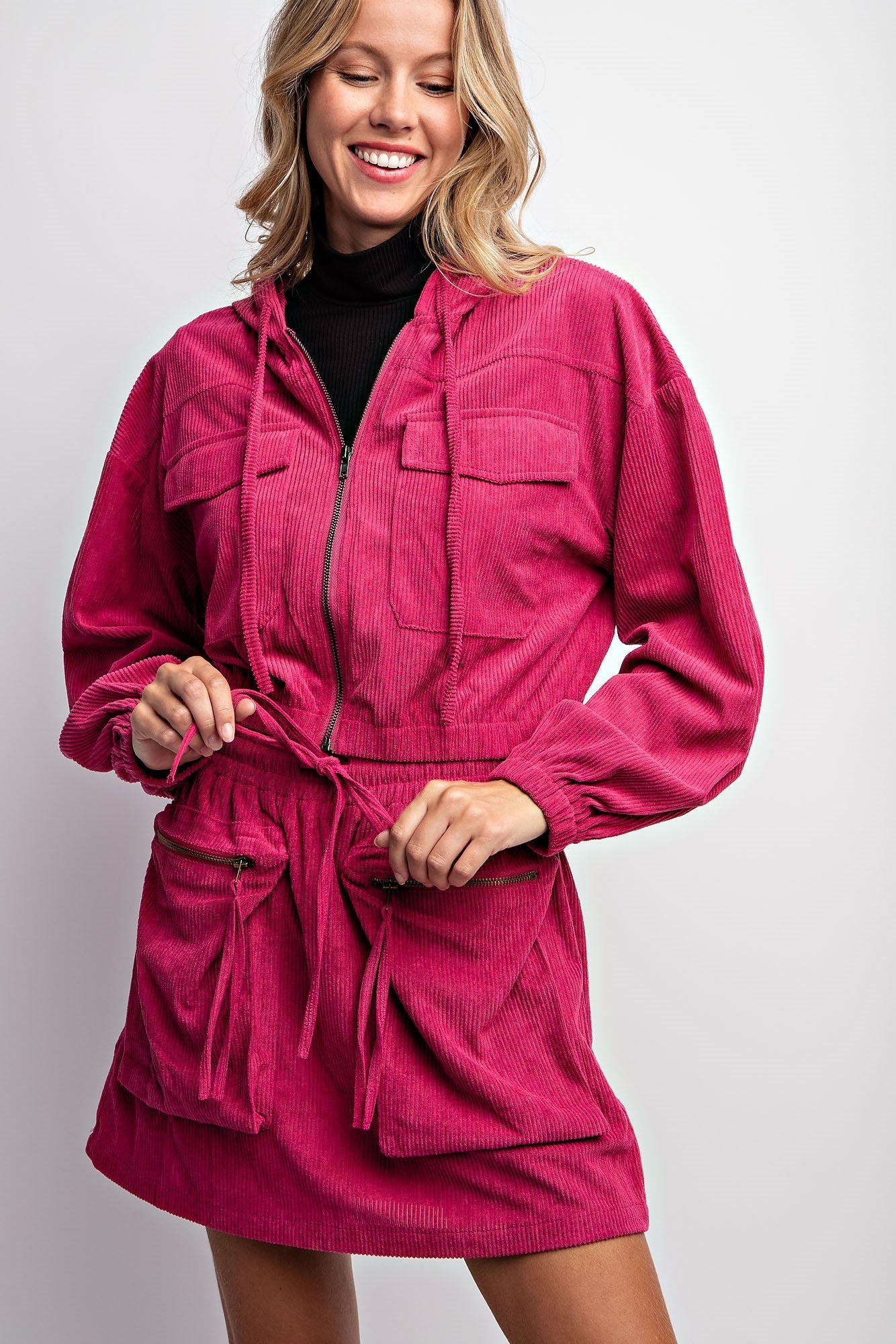 CORDUROY HOODIE JACKET & SKIRT