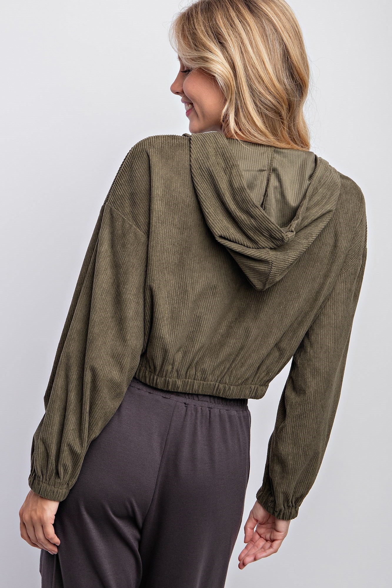 DRAWSTRING CORDUROY HOODIE JACKET